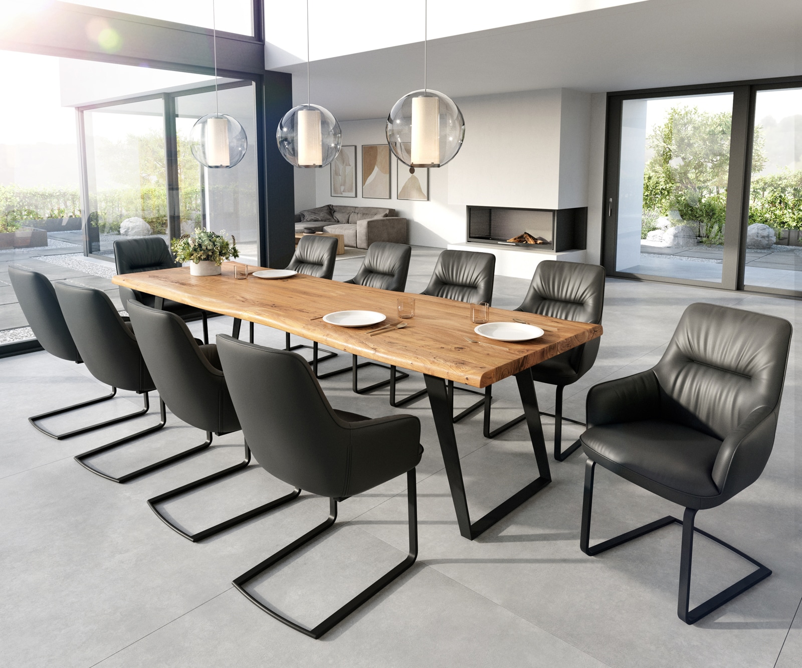 Freischwinger Zelia-Flex mit Armlehnen Echt-Leder Schwarz Freischwinger flach Schwarz Taschenfederkern 3 Freischwinger Zelia-Flex mit Armlehnen Echt-Leder Schwarz Freischwinger flach Schwarz Taschenfederkern 3