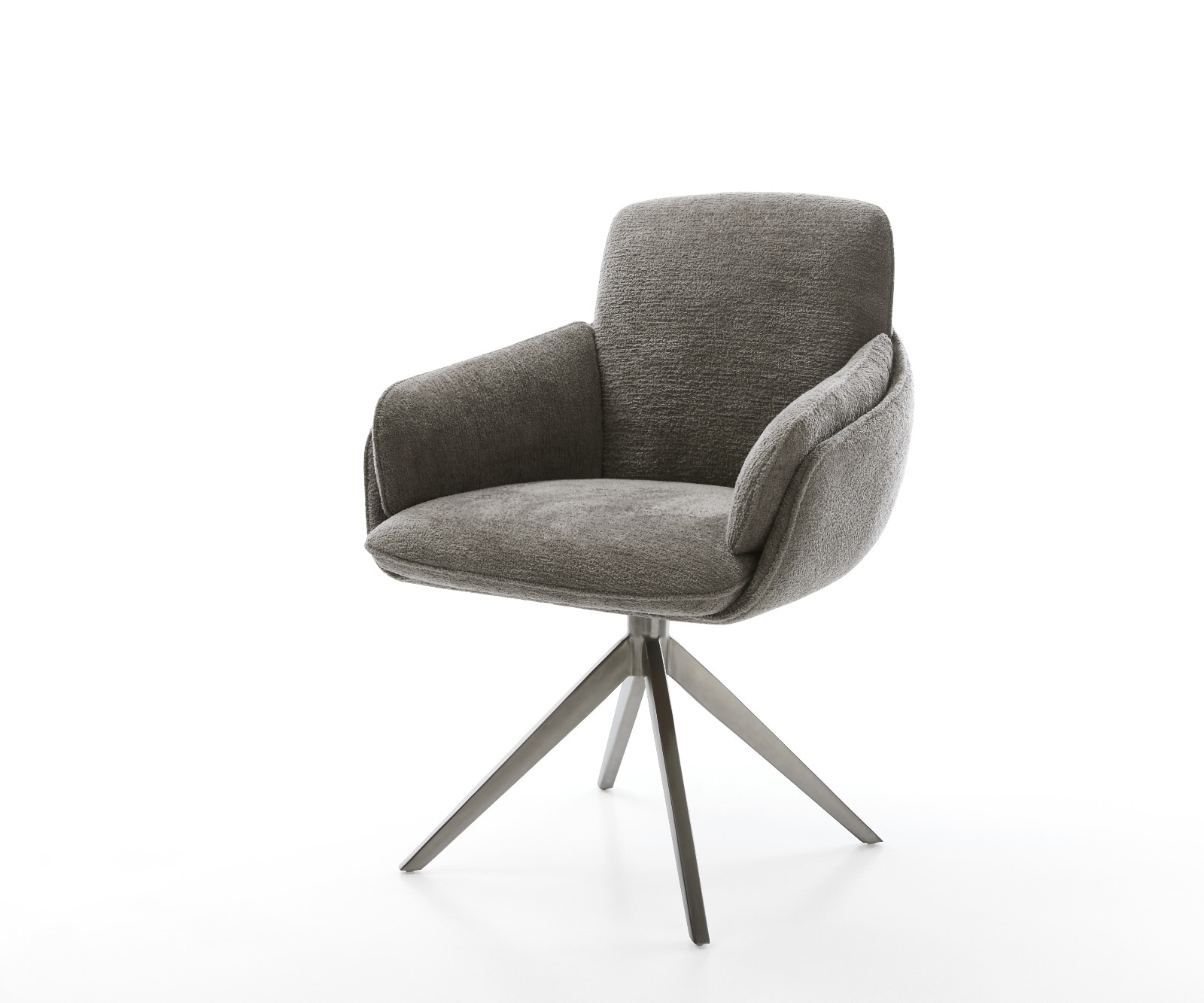Drehstuhl Luan-Flex mit Armlehnen Bouclé Soft Schlamm Kreuzgestell breit Graphit 360° drehbar Wippfunktion