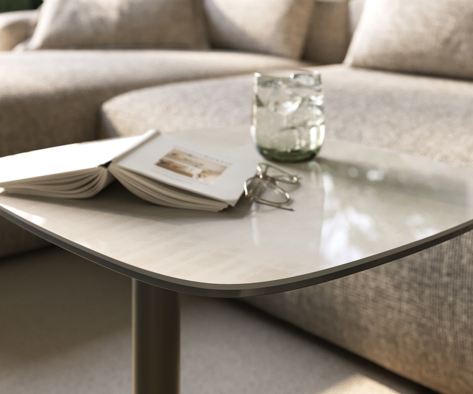 Beistelltisch Edge Boot 50x50 cm Keramik Onyx Champagne Eleny Metall Effektfinish Titan 5