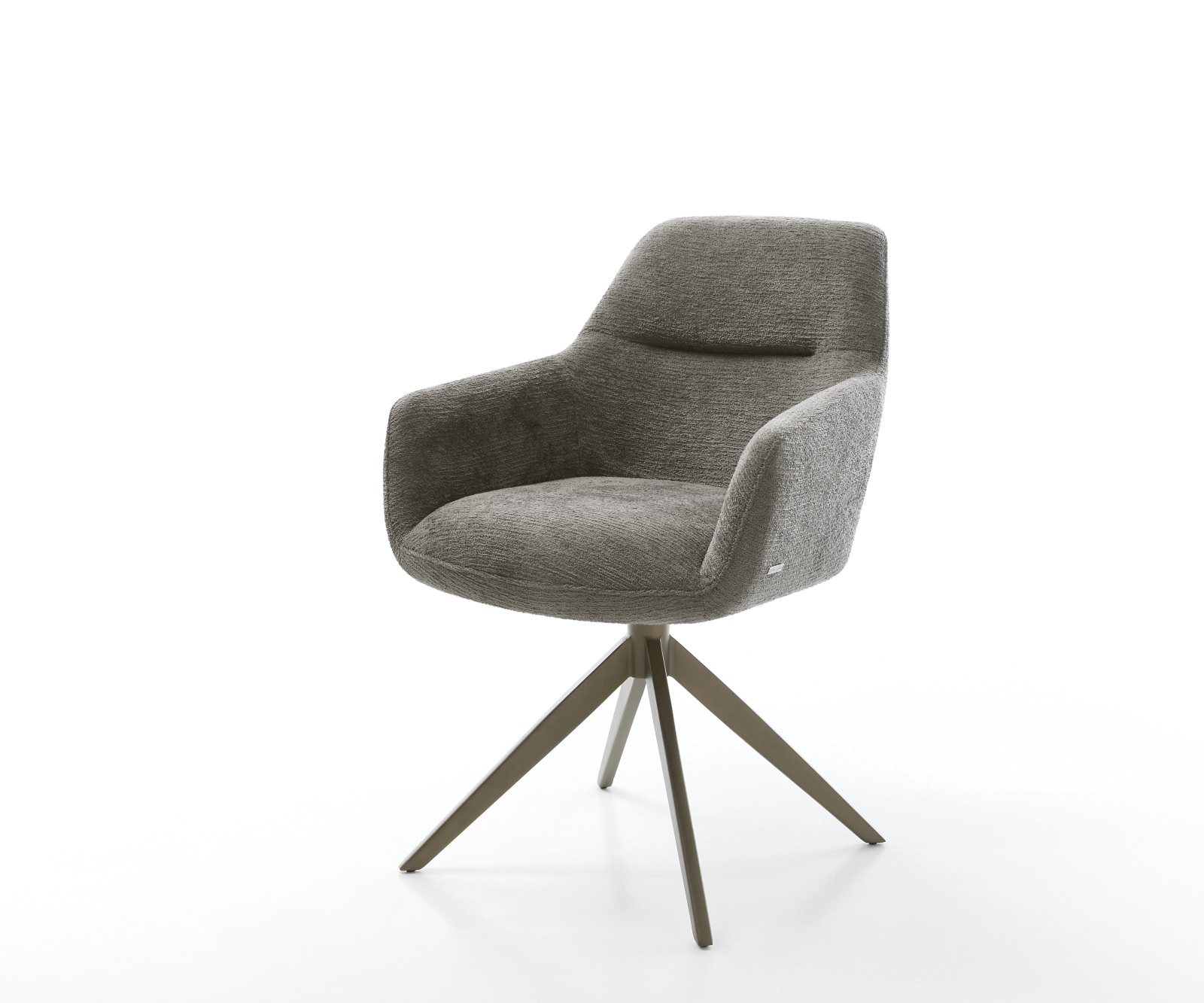 Drehstuhl Pejo-Flex Bouclé Soft Schlamm Kreuzgestell breit Effektfinish Titan 360° drehbar Wippfunktion Taschenfederkern