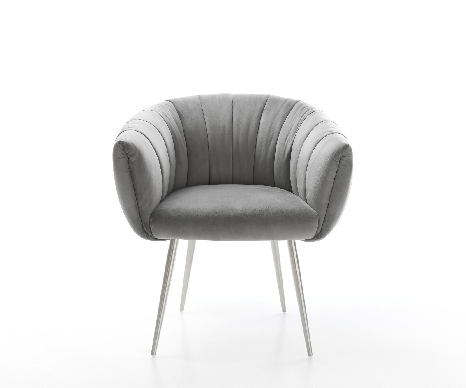 Esszimmerstuhl Jada-Flex Samt Grau 4-Fuß konisch Edelstahl Taschenfederkern 2