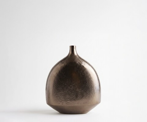 Vase Gutta B27 x T12 x H31 cm Aluminium Mokka Bronze Gegossen