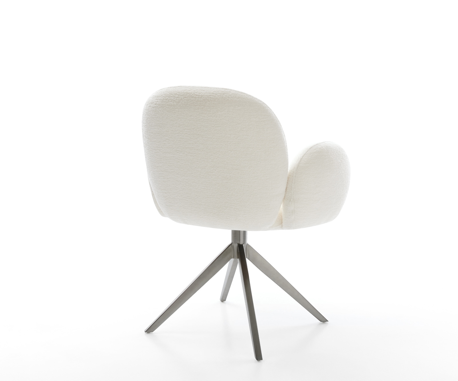 Drehstuhl Nube-Flex mit Armlehnen Bouclé Soft Beige Kreuzgestell breit Graphit 360° drehbar Wippfunktion Taschenfederkern 4