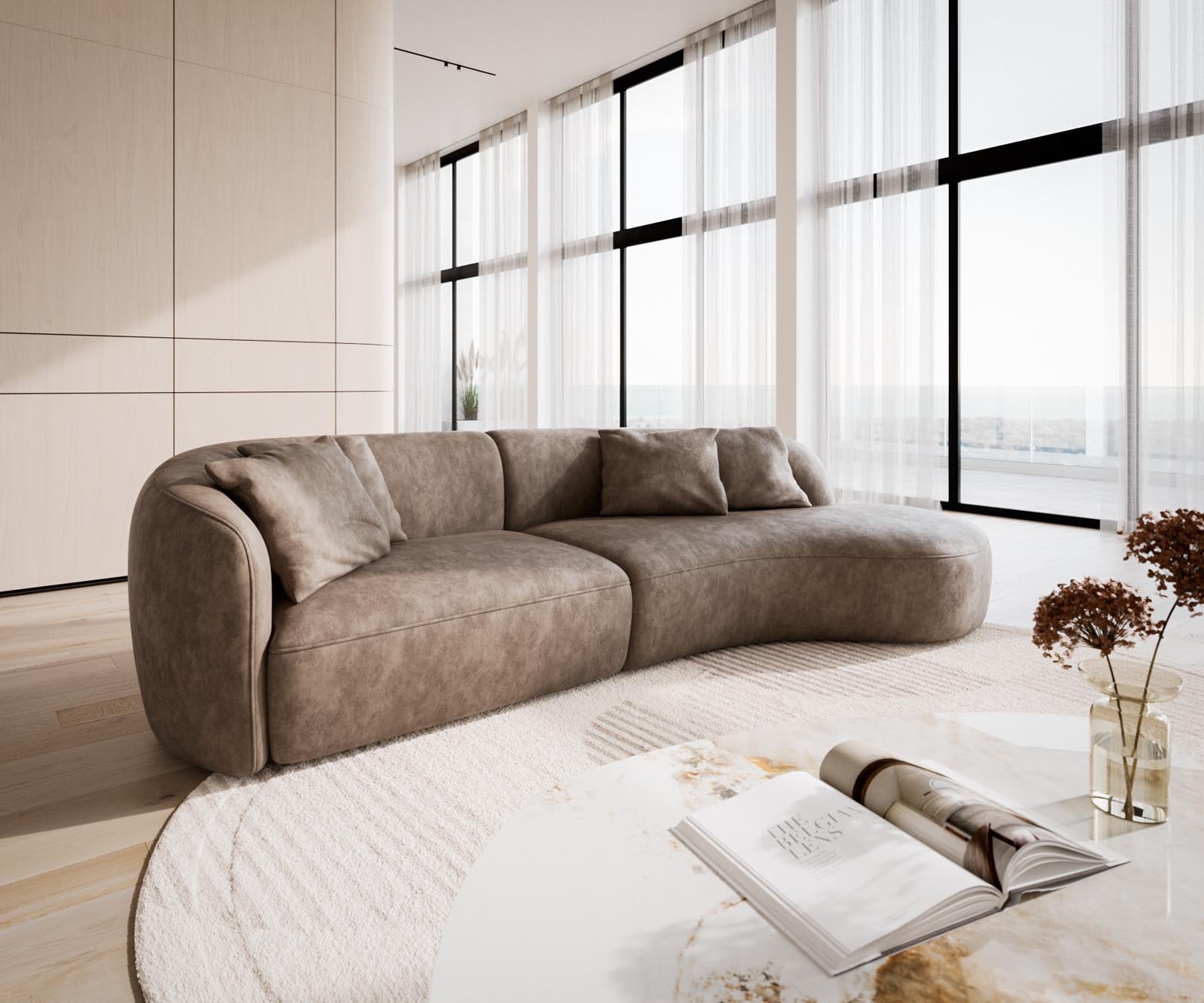 Sofa Mairi 330x160 cm Mikrofaser Taupe Vintage 2 Sofa Mairi 330x160 cm Mikrofaser Taupe Vintage 2