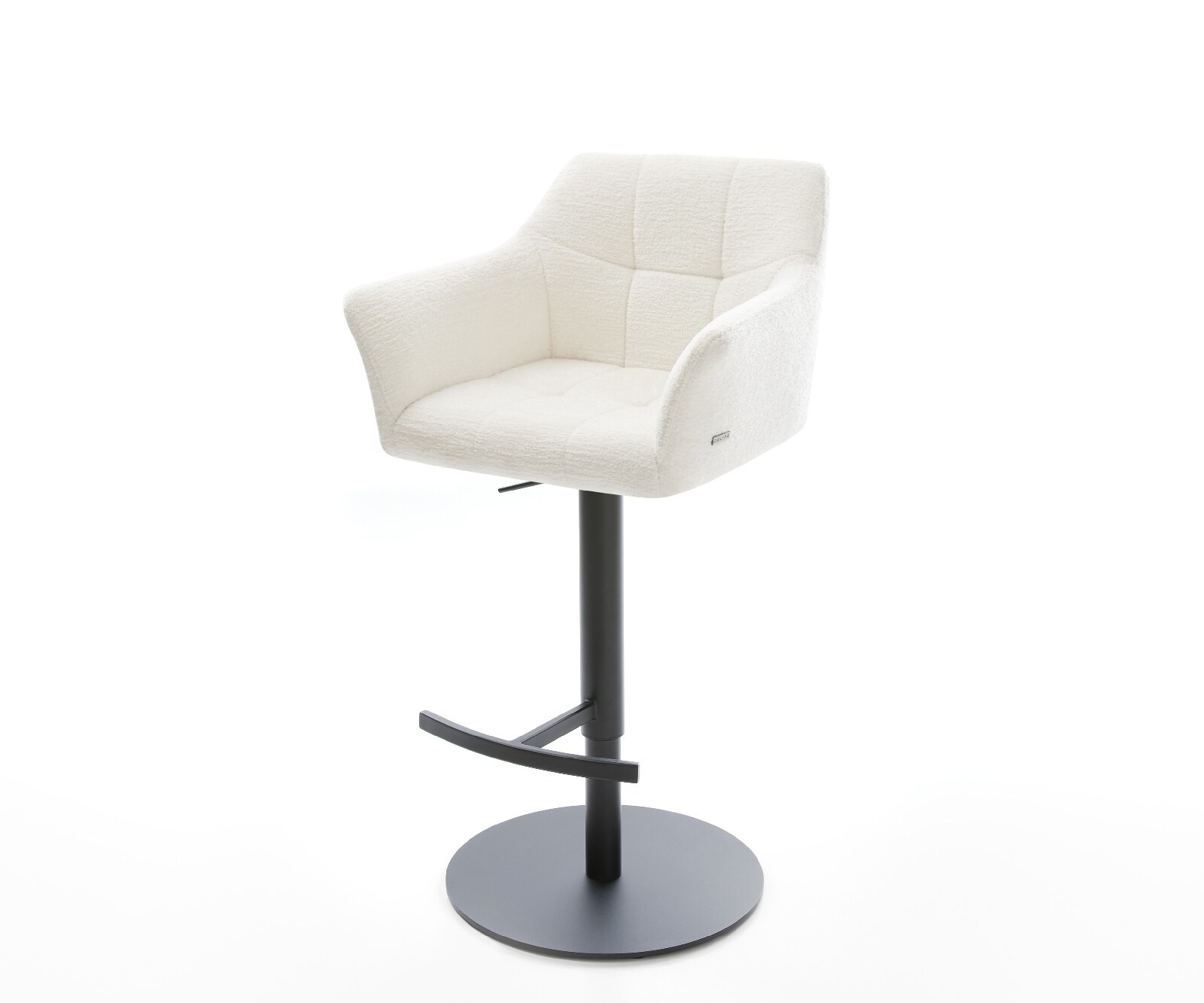 Barstuhl Yulo-Flex Bouclé Soft Beige Drehfuß höhenverstellbar Metall Schwarz 1