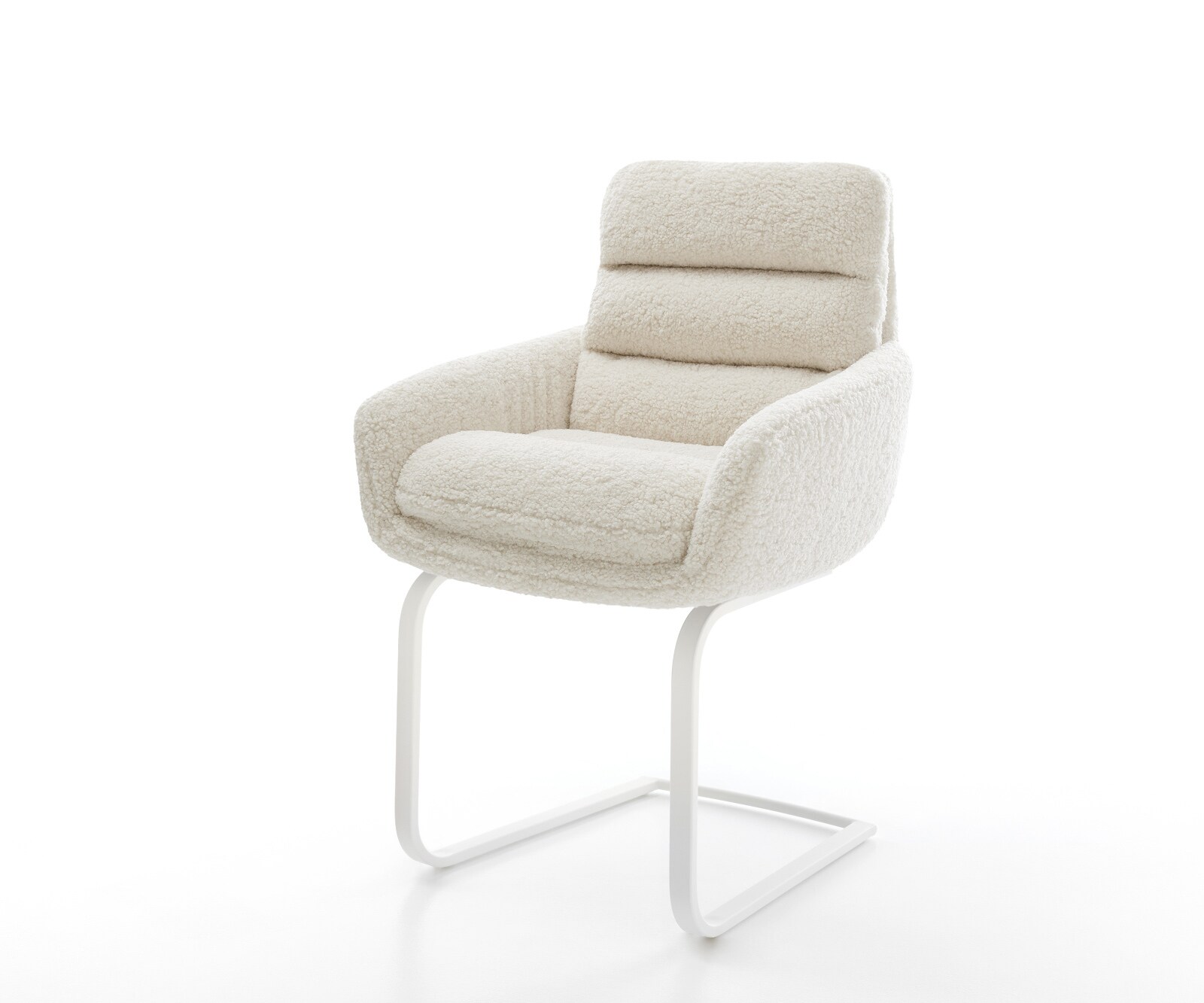 Freischwinger Abelia-Flex mit Armlehnen Teddystoff Beige Freischwinger flac günstig online kaufen