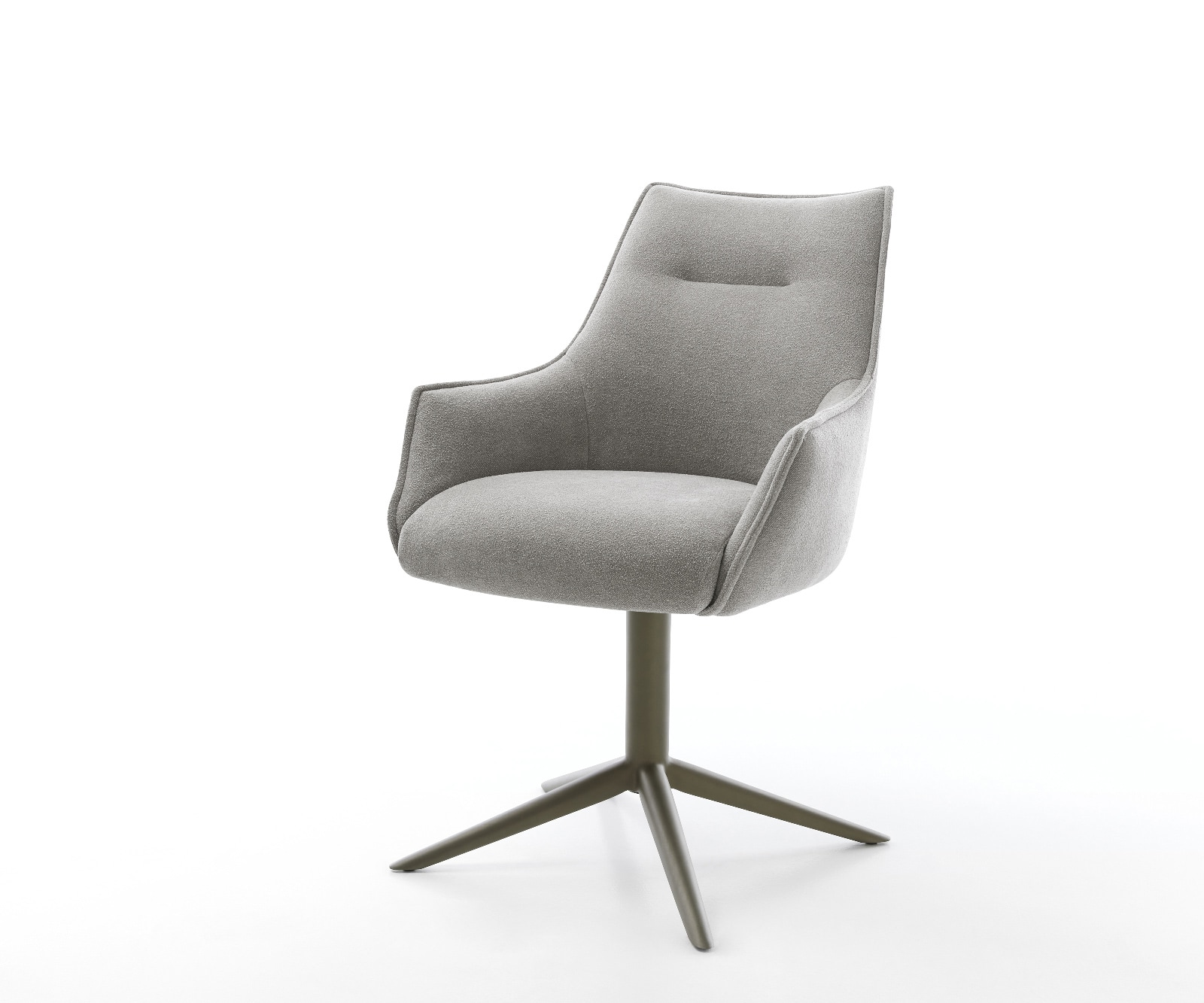 Drehstuhl Alja-Flex mit Armlehnen Strukturstoff Soft Grau Fußkreuz Effektfinish Titan 360° drehbar Wippfunktion Taschenfederkern