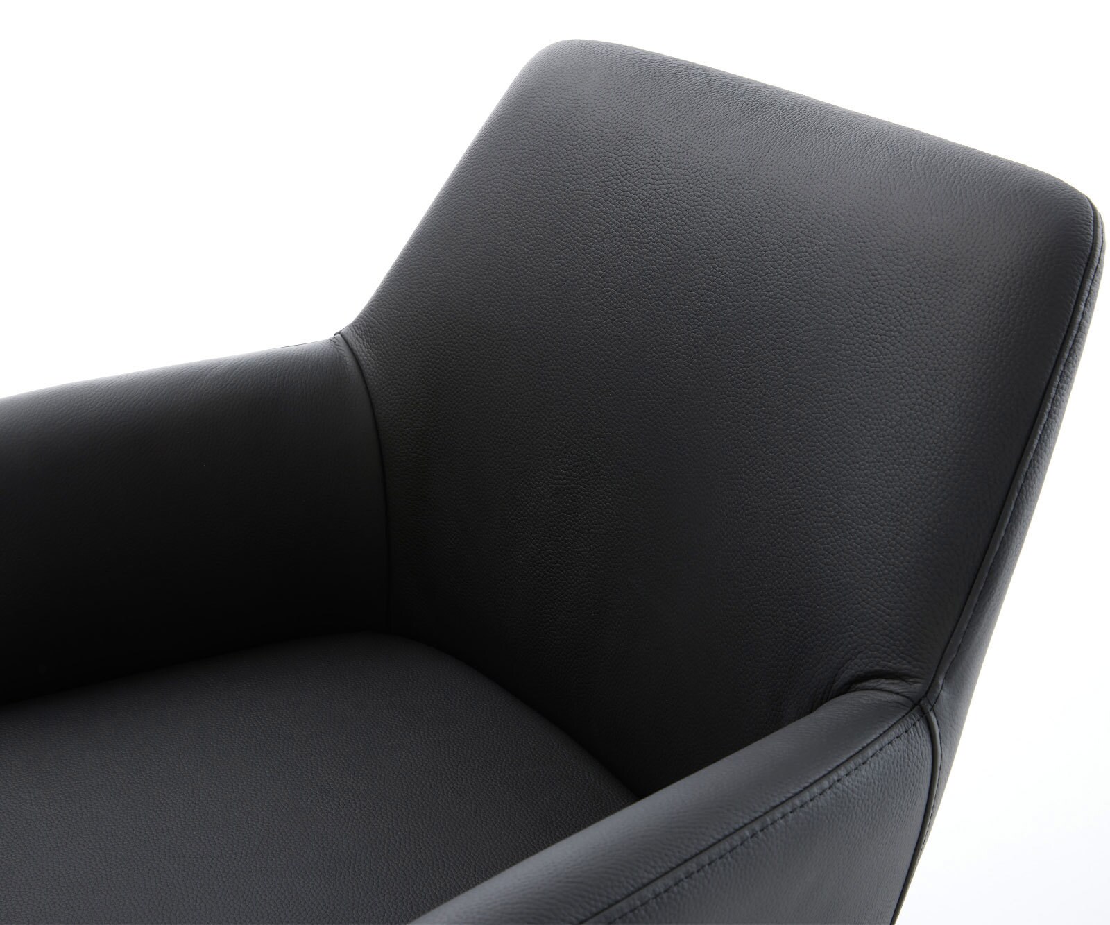 Drehstuhl Xana-Flex mit Armlehnen Echt-Leder Schwarz Fußkreuz Effektfinish Titan 360° drehbar Taschenfederkern 3