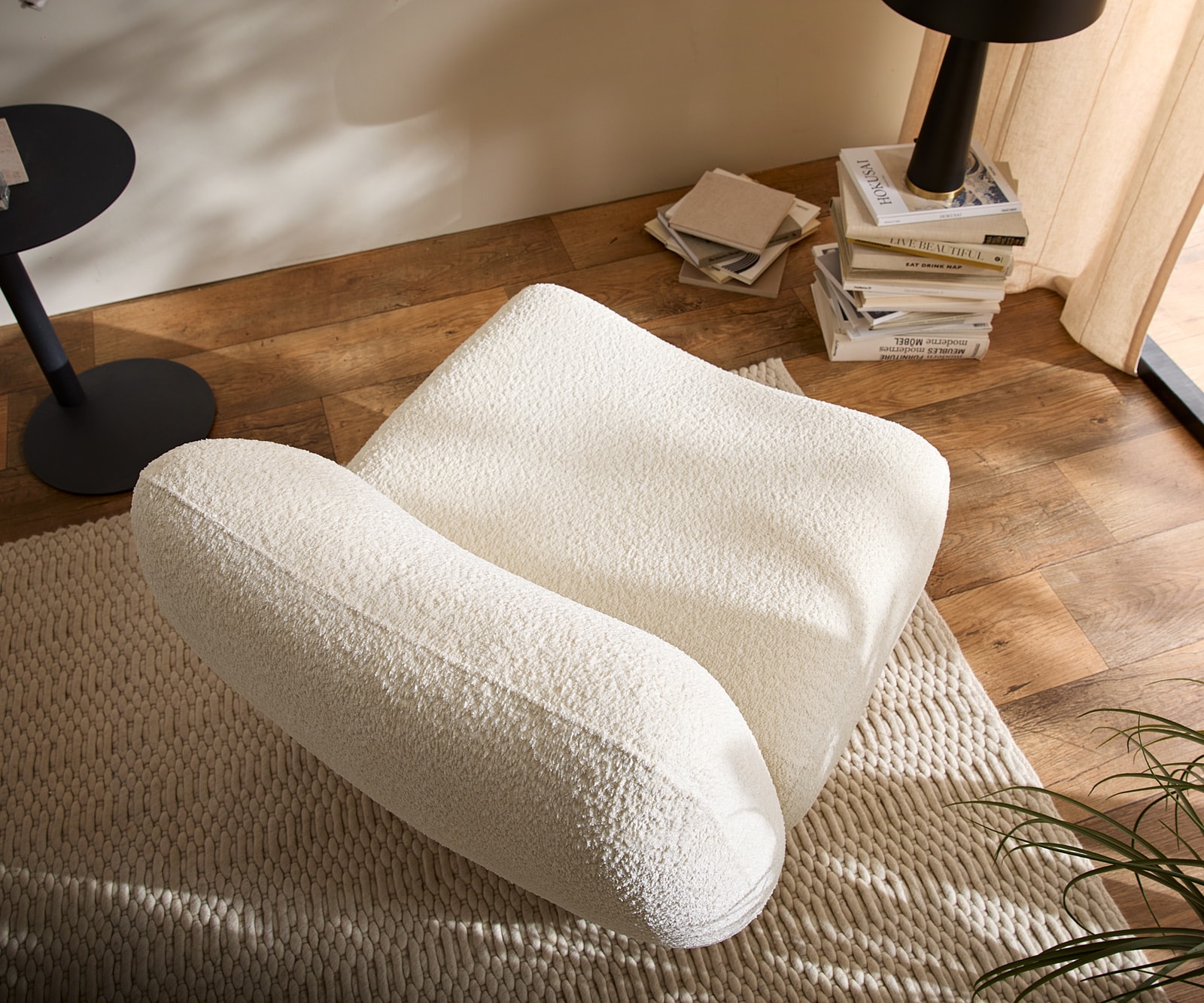 Loungesessel Zena 75x85 cm Bouclé Weiß 3