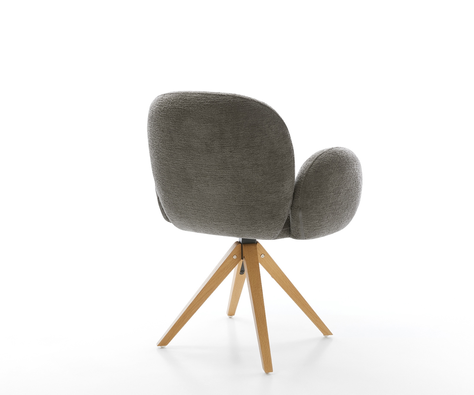 Drehstuhl Nube-Flex mit Armlehnen Bouclé Soft Schlamm Holzgestell kantig Natur 180° drehbar Taschenfederkern 5