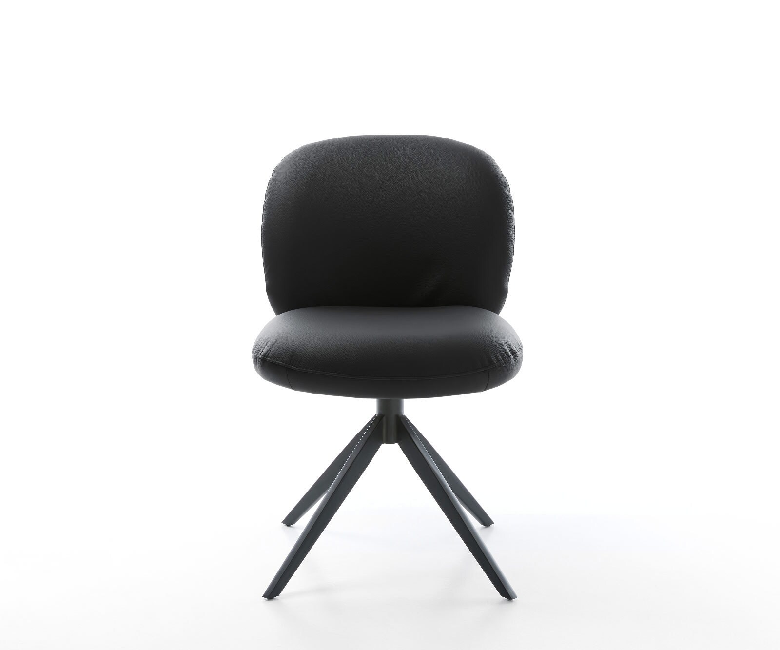 Drehstuhl Nube-Flex Echt-Leder Schwarz Kreuzgestell breit Schwarz 360° drehbar Wippfunktion Taschenfederkern 1