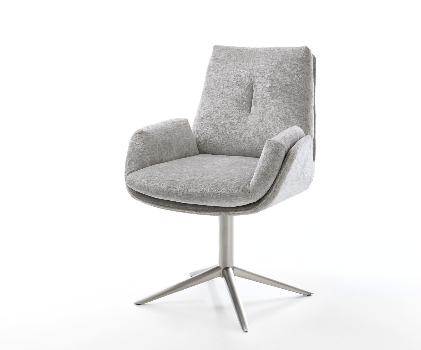 Drehstuhl Clea-Flex Chenille Silbergrau Fußkreuz Edelstahl 360° drehbar Wip günstig online kaufen
