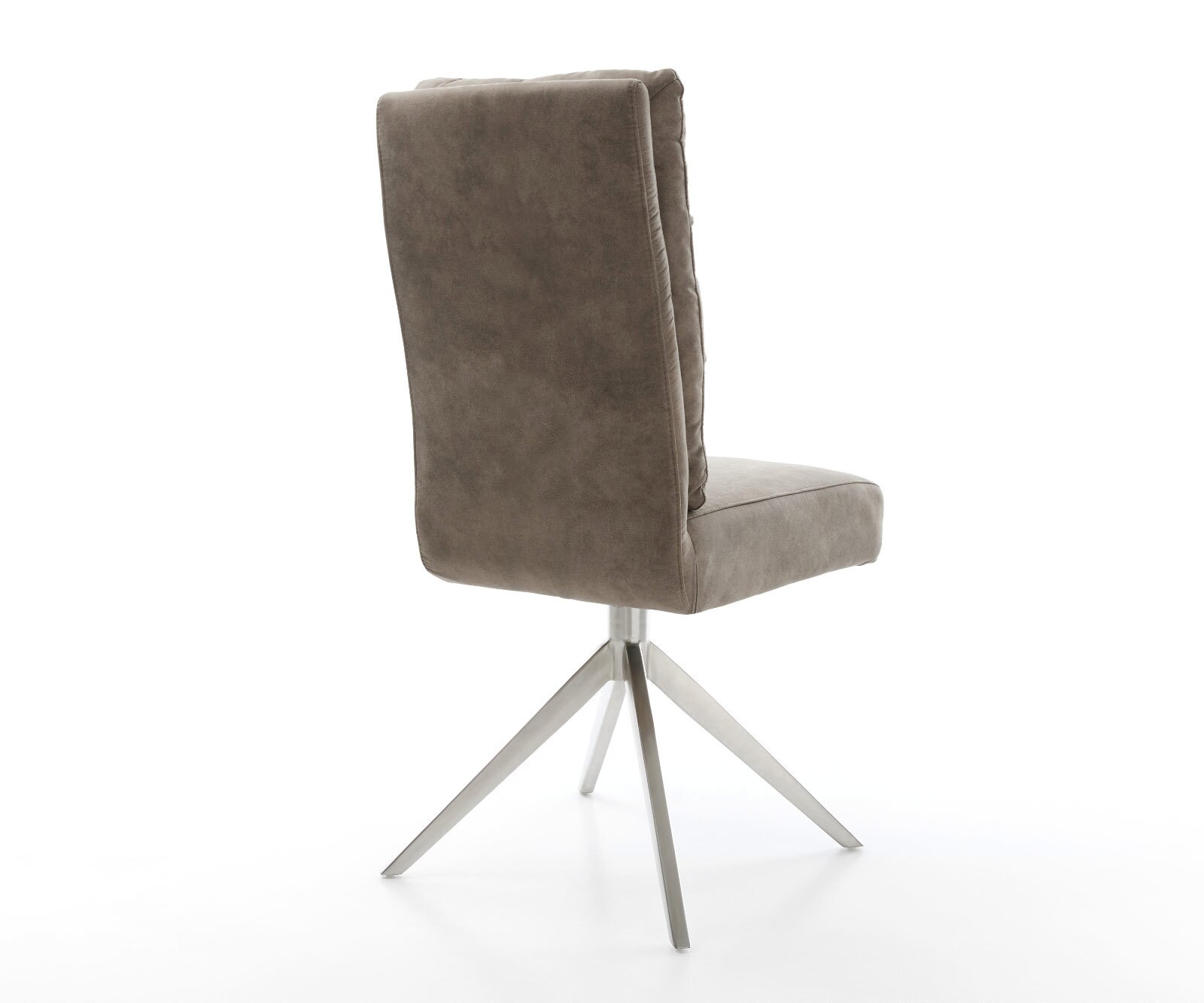 Drehstuhl Pela-Flex Mikrofaser Taupe Vintage Kreuzgestell breit Edelstahl 360° drehbar Wippfunktion Taschenfederkern 4