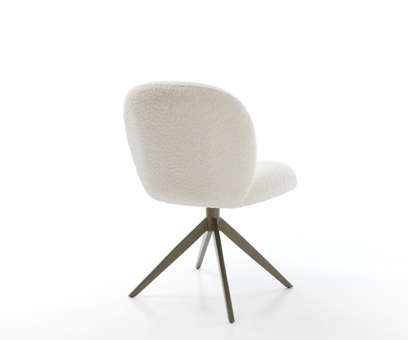 Drehstuhl Nube-Flex Bouclé Weiß Kreuzgestell breit Effektfinish Titan 360° drehbar Wippfunktion Taschenfederkern 4