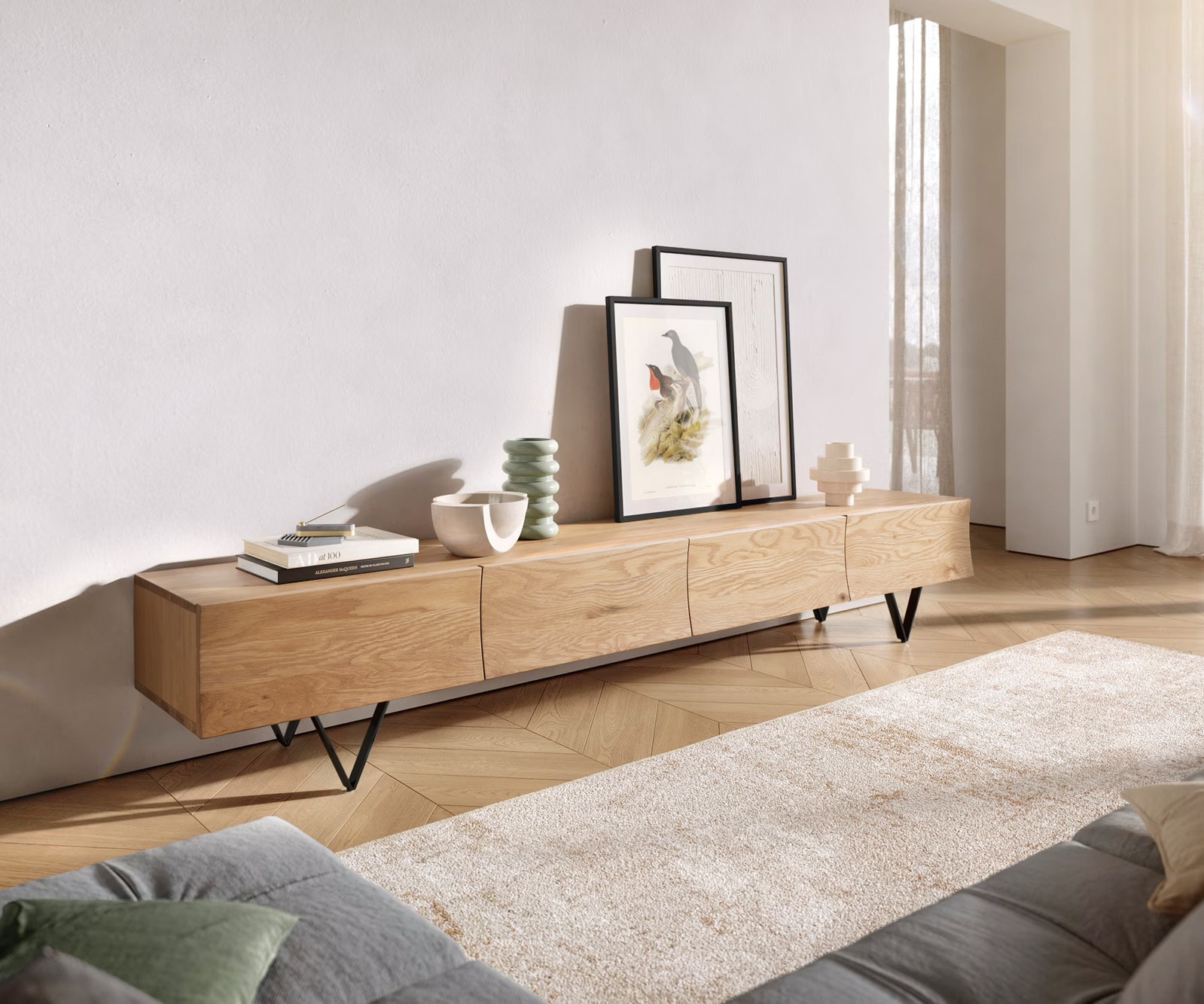 Fernsehtisch Wyatt 220 cm 4 Schubladen Design Lowboard  5
