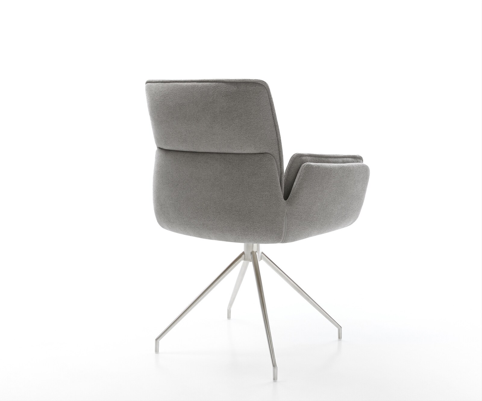 Esszimmerstuhl Nela-Flex Strukturstoff Soft Grau Kreuzgestell konisch Edelstahl 4