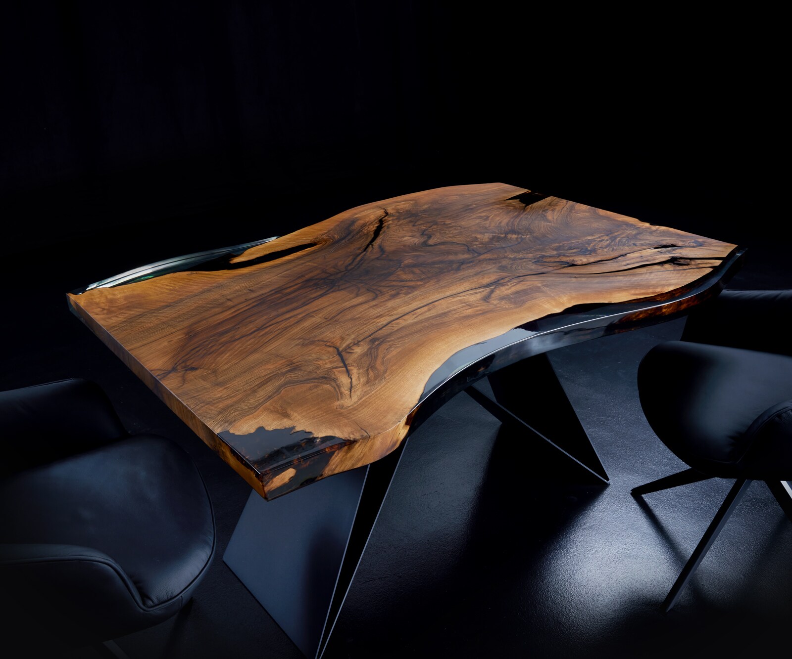 Tischplatte Nussbaum Natur 140 cm Epoxid Transparent Unikat Nr. 34695 3