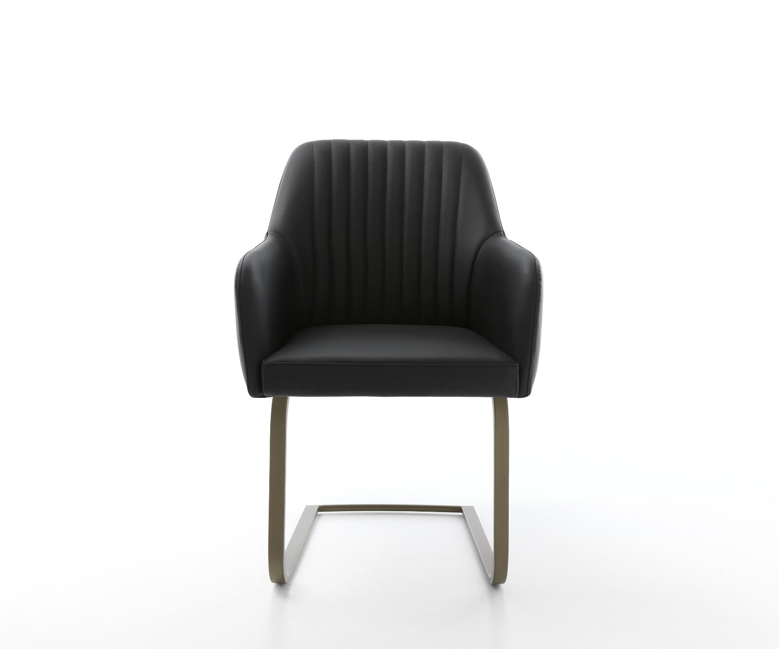 Freischwinger Greg-Flex Echt-Leder Schwarz Freischwinger flach Effektfinish Titan Taschenfederkern 2