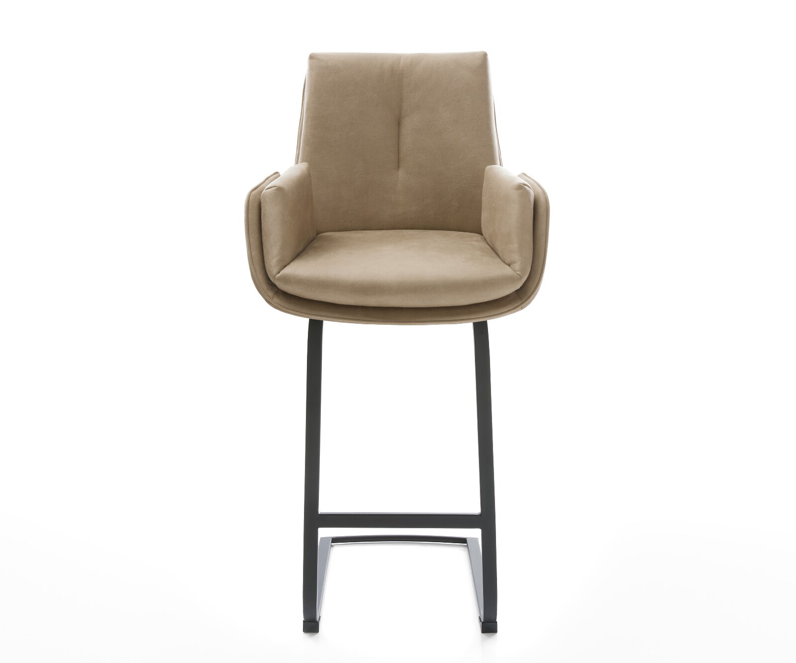 Barstuhl Clea-Flex Mikrofaser Beige Vintage Freischwinger Flach Metall Schwarz 2