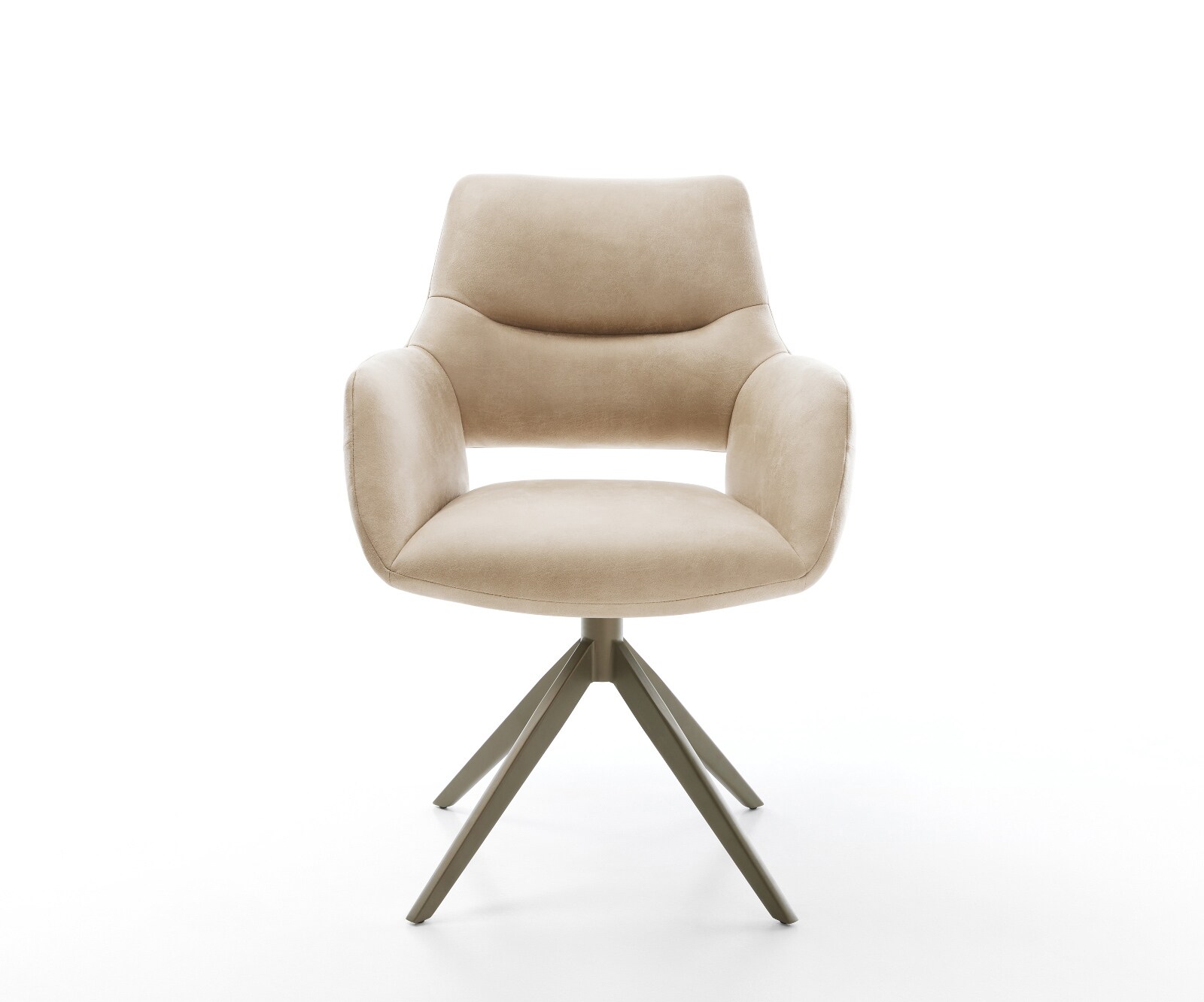 Drehstuhl Yago-Flex mit Armlehnen Mikrofaser Beige Vintage Kreuzgestell breit Effektfinish Titan 360° drehbar Wippfunktion Taschenfederkern 1