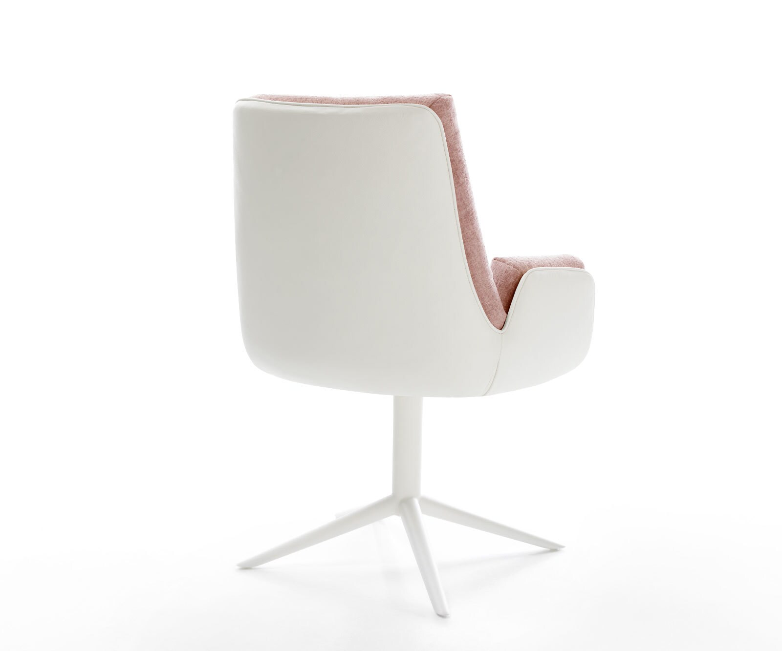 Drehstuhl Clea-Flex Materialmix Echtleder Weiß-Rosé Fußkreuz Weiß 360° drehbar Wippfunktion 4