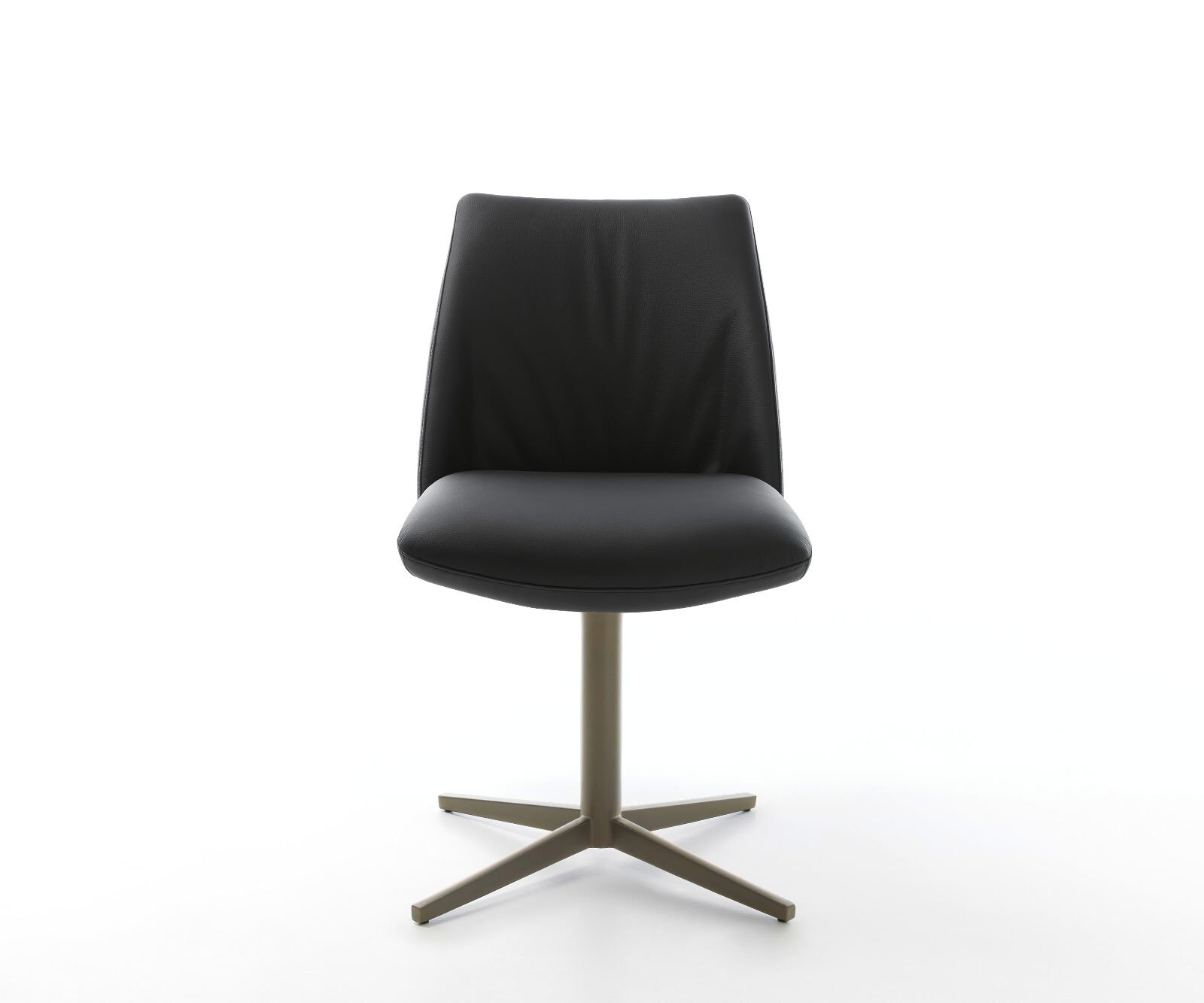 Drehstuhl Elso-Flex Echt-Leder Schwarz Fußkreuz Effektfinish Titan 360° drehbar Taschenfederkern 1