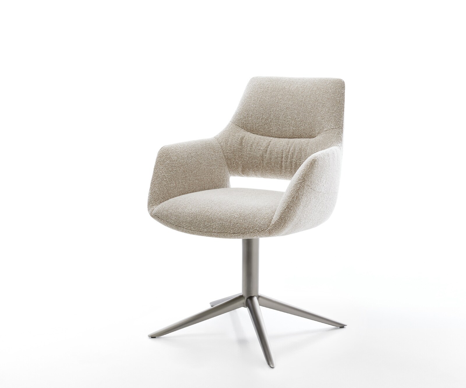 Drehstuhl Yago-Flex mit Armlehnen Webstoff Soft Beige Fußkreuz Graphit 360° günstig online kaufen