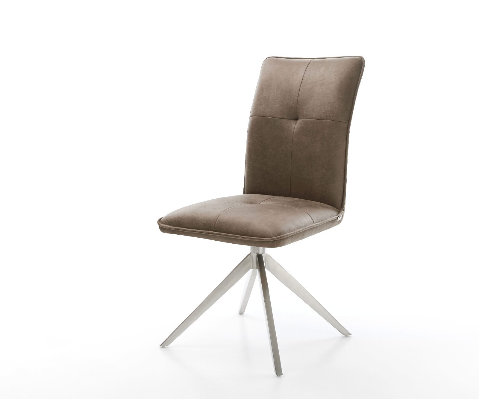 Drehstuhl Maddy-Flex Mikrofaser Taupe Vintage Kreuzgestell breit Edelstahl günstig online kaufen