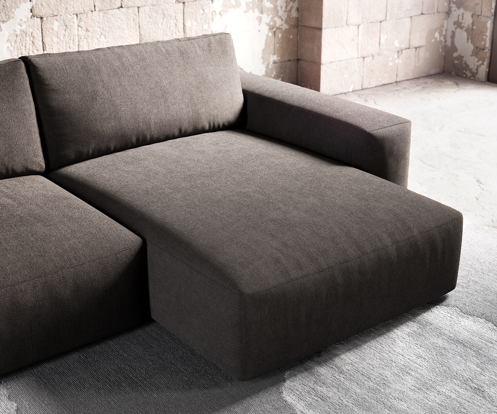 Ecksofa Lanzo XL 270x180 cm Mikrofaser Khakibraun Recamiere variabel mit Hocker 5 Ecksofa Lanzo XL 270x180 cm Mikrofaser Khakibraun Recamiere variabel mit Hocker 5