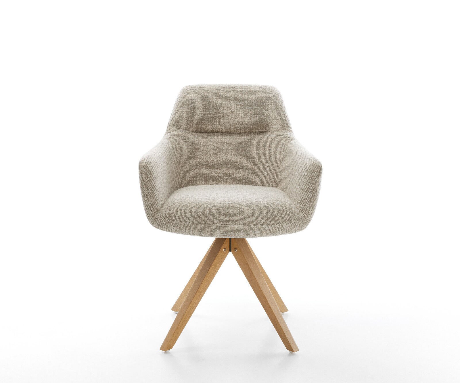 Drehstuhl Pejo-Flex Webstoff Soft Beige Holzgestell kantig Natur 360° drehbar Taschenfederkern 1