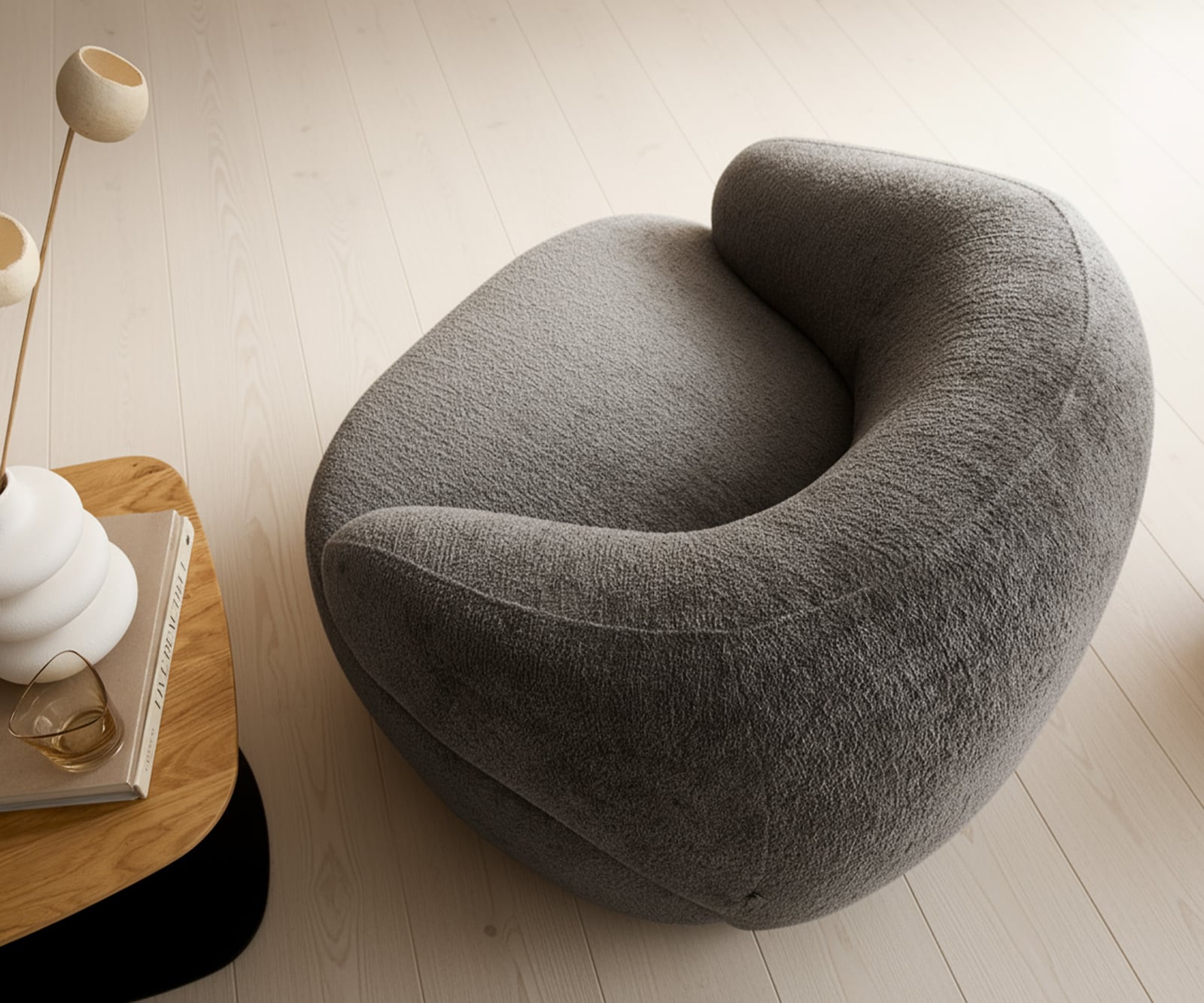 Loungesessel Nova 88x88 cm Bouclé Soft Schlamm 4 Loungesessel Nova 88x88 cm Bouclé Soft Schlamm 4