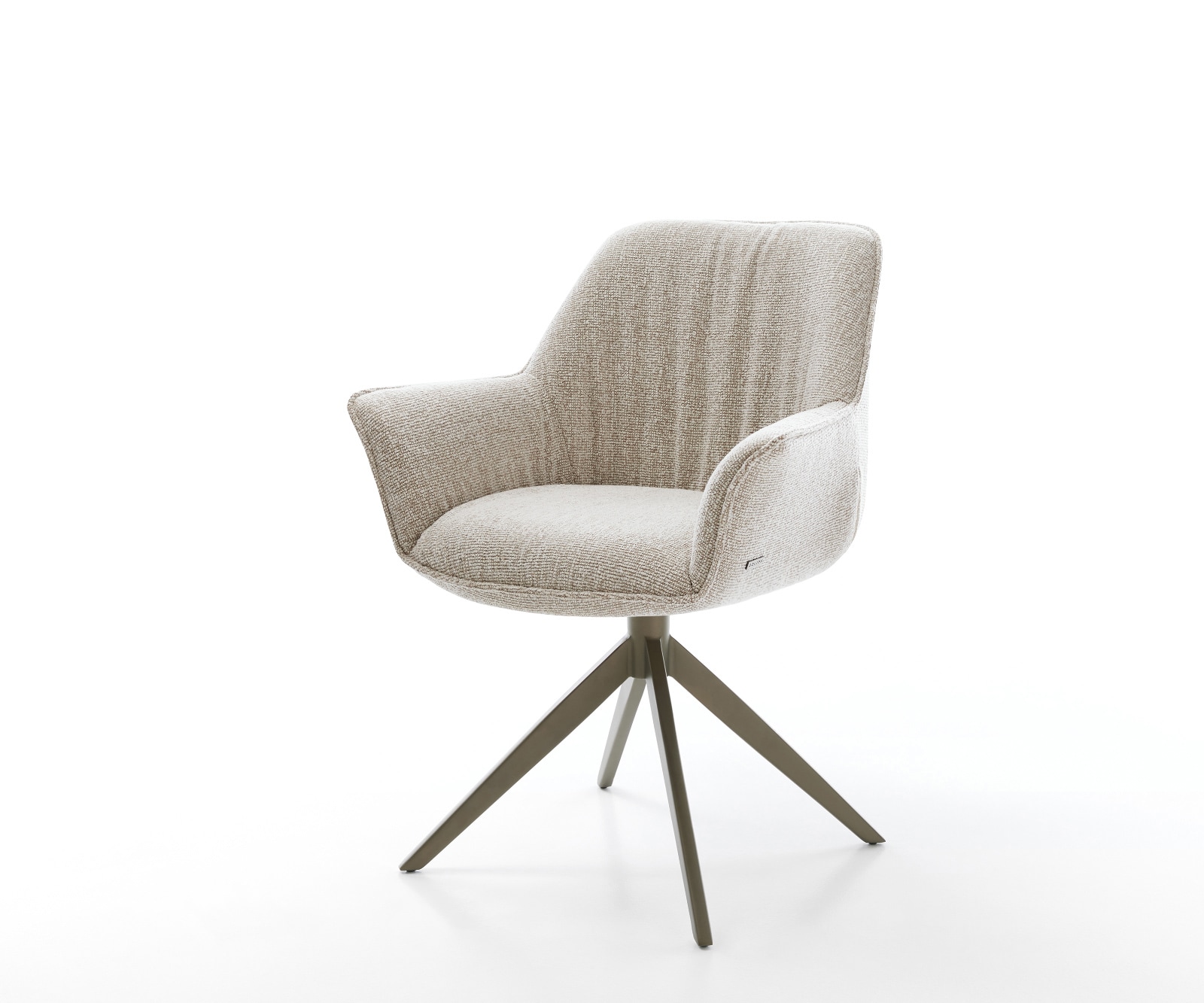 Drehstuhl Keila-Flex mit Armlehnen Webstoff Soft Beige Kreuzgestell breit Effektfinish Titan 360° drehbar Wippfunktion