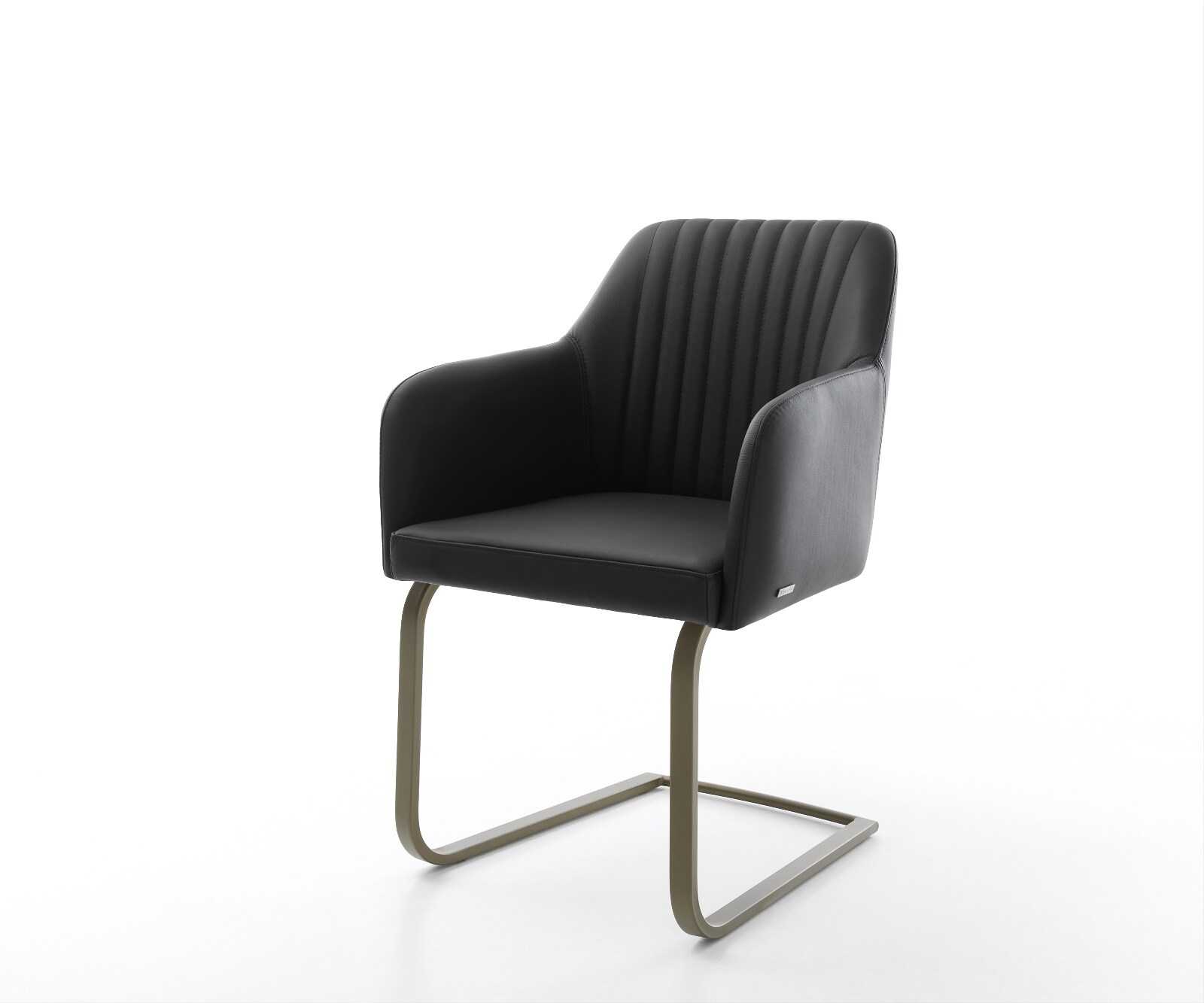Freischwinger Greg-Flex Echt-Leder Schwarz Freischwinger flach Effektfinish Titan Taschenfederkern 1