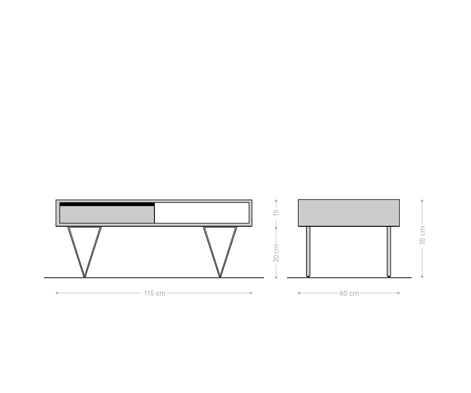 Couchtisch Stonegrace 115x60x35 cm Akazie Natur Schiefer 2 Schubladen 1 Fach 5