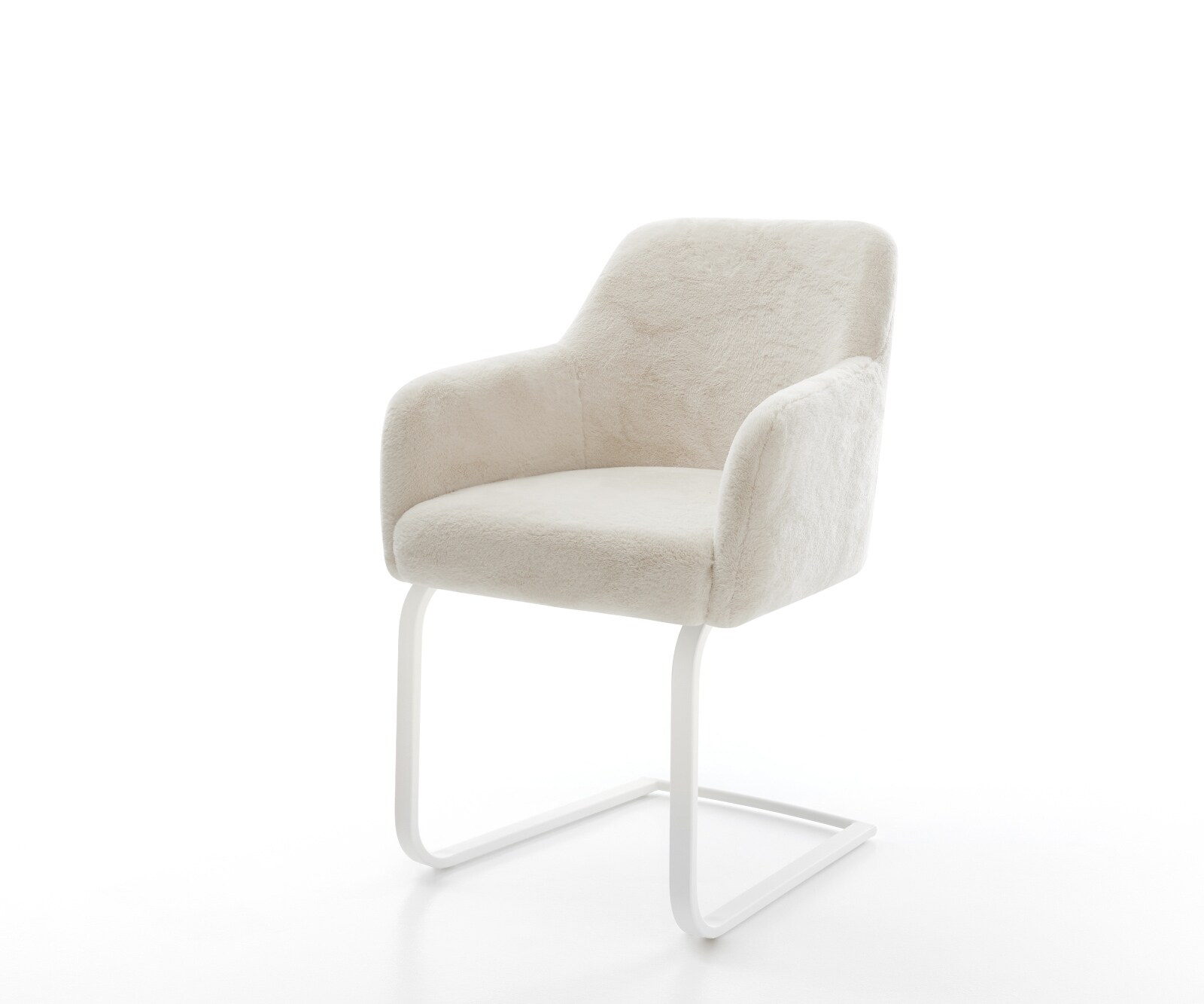 Freischwinger Greg-Flex Plüsch Creme-Weiß Freischwinger flach Weiß Taschenfederkern 1