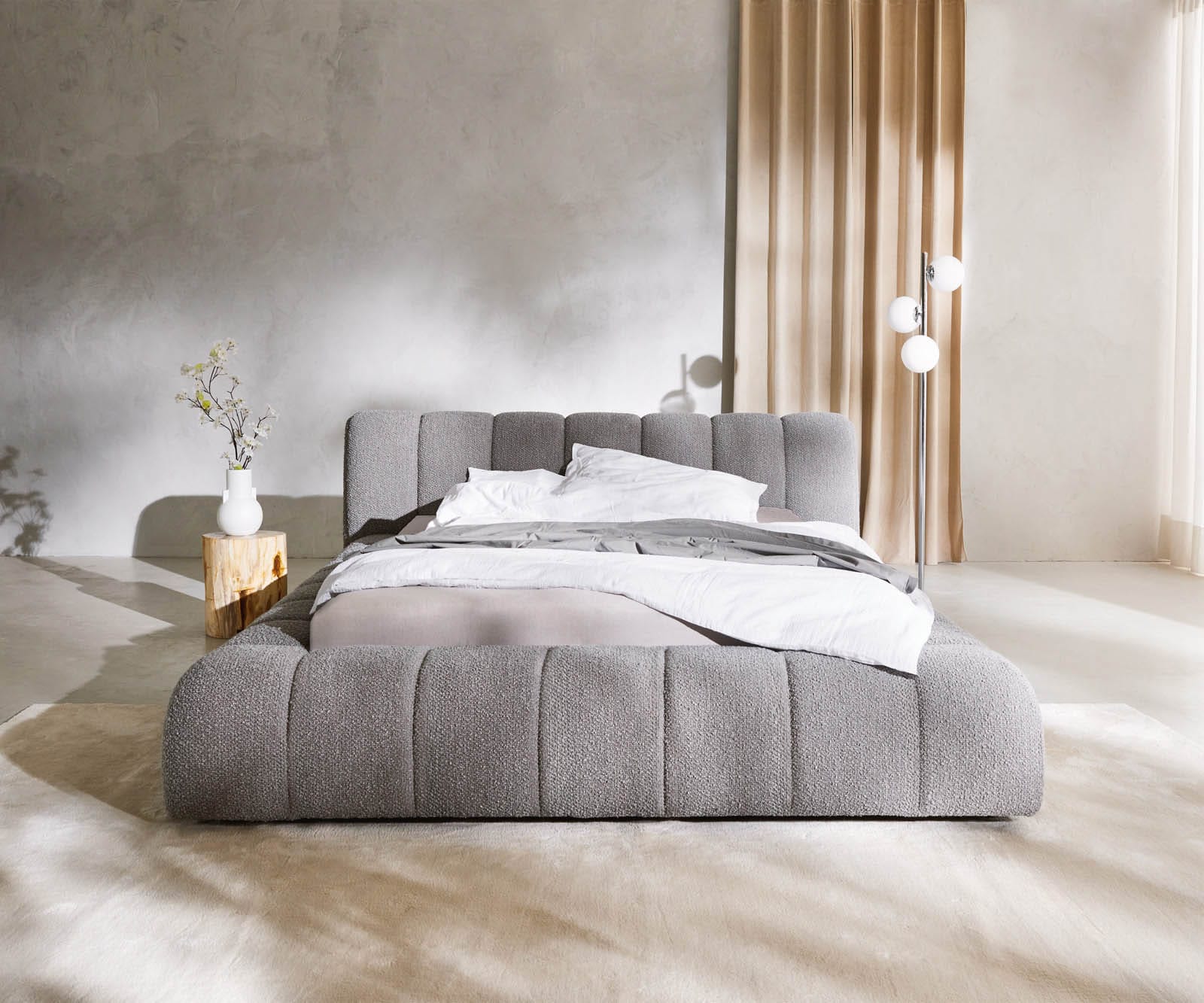 Polsterbettgestell Cutio 140x200 cm Bouclé Silbergrau 4 Polsterbettgestell Cutio 140x200 cm Bouclé Silbergrau 4
