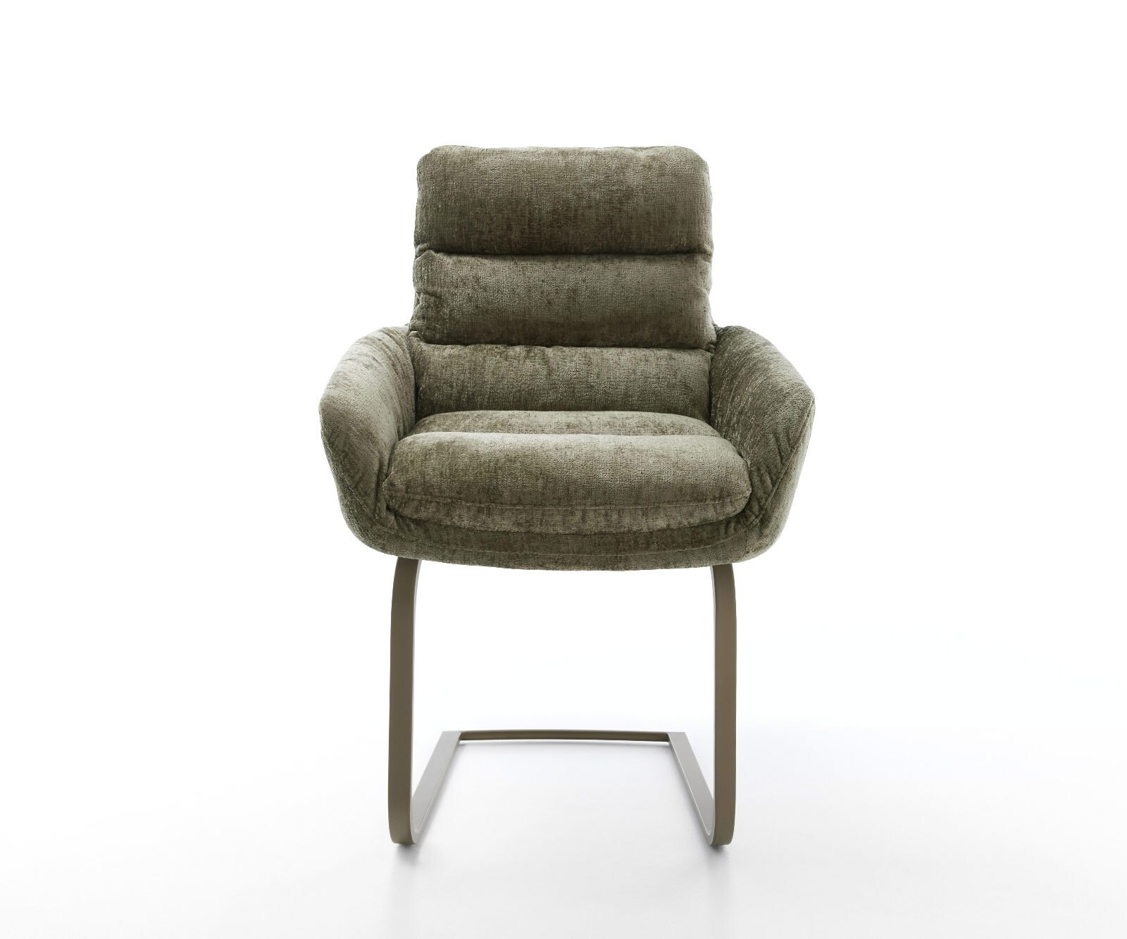 Freischwinger Abelia-Flex mit Armlehnen Chenille Olive Freischwinger flach Effektfinish Titan 2