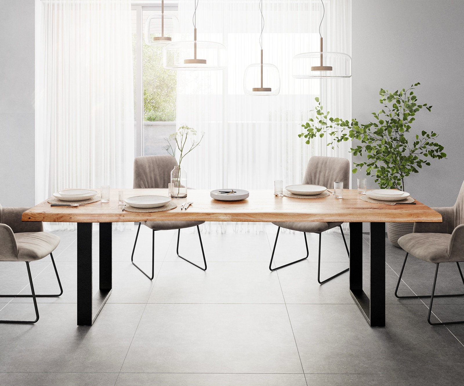 Esstisch Edge 260x100 XL Akazie Natur  Metall schwarz Live-Edge 1 Esstisch Edge 260x100 XL Akazie Natur  Metall schwarz Live-Edge 1