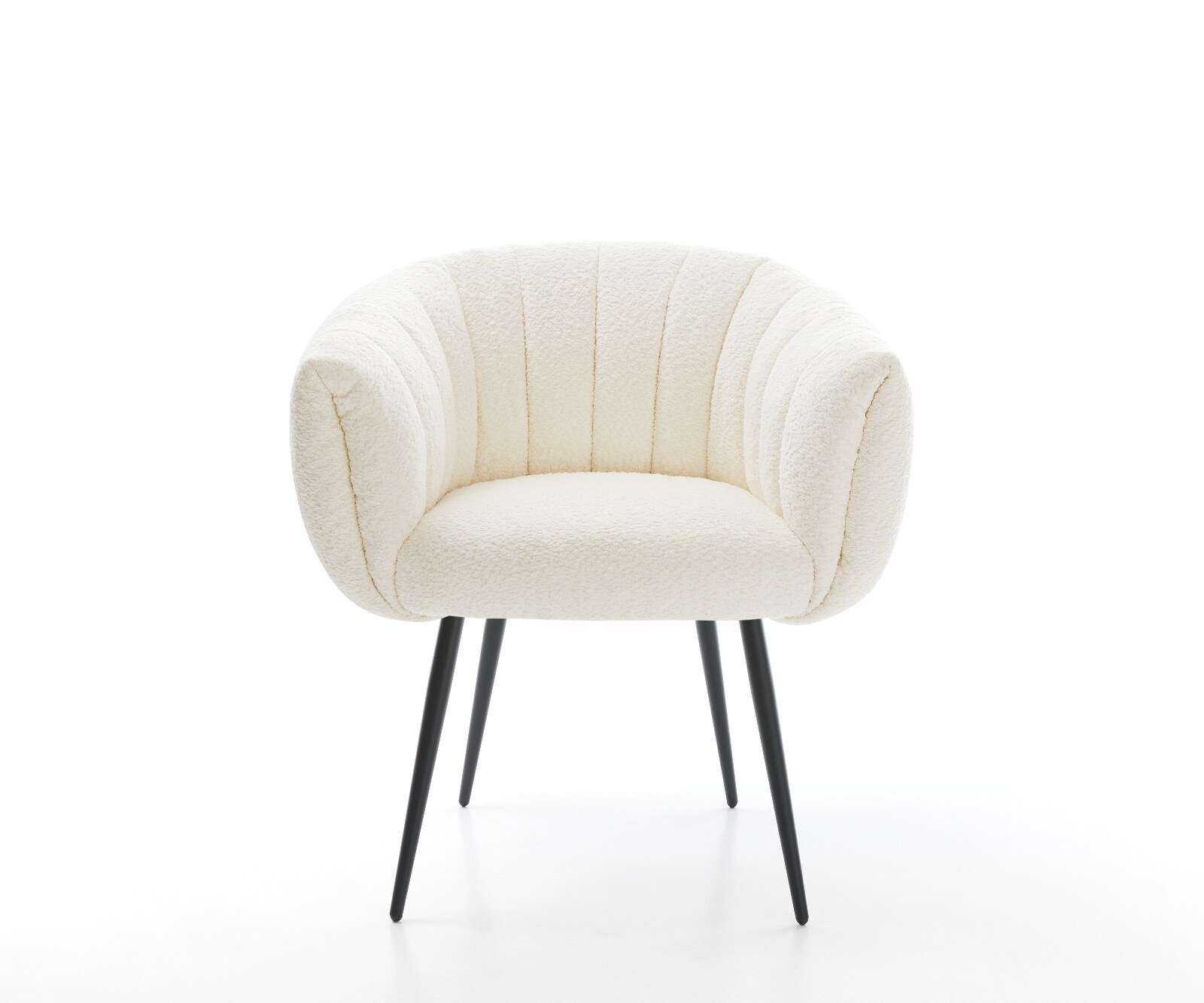 Esszimmerstuhl Jada-Flex Bouclé Weiß 4-Fuß konisch Schwarz Taschenfederkern 1