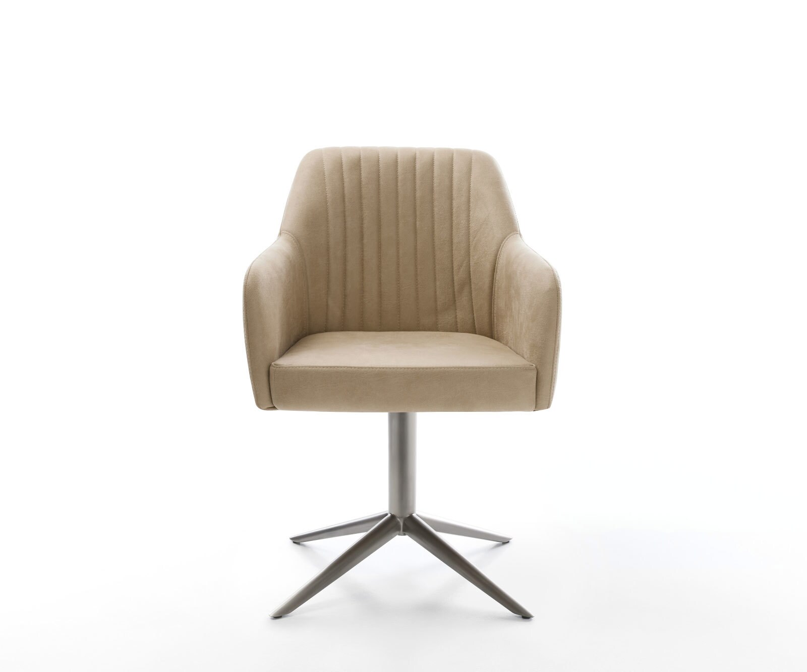 Drehstuhl Greg-Flex Mikrofaser Beige Vintage Fußkreuz Graphit 360° drehbar Wippfunktion Taschenfederkern 1