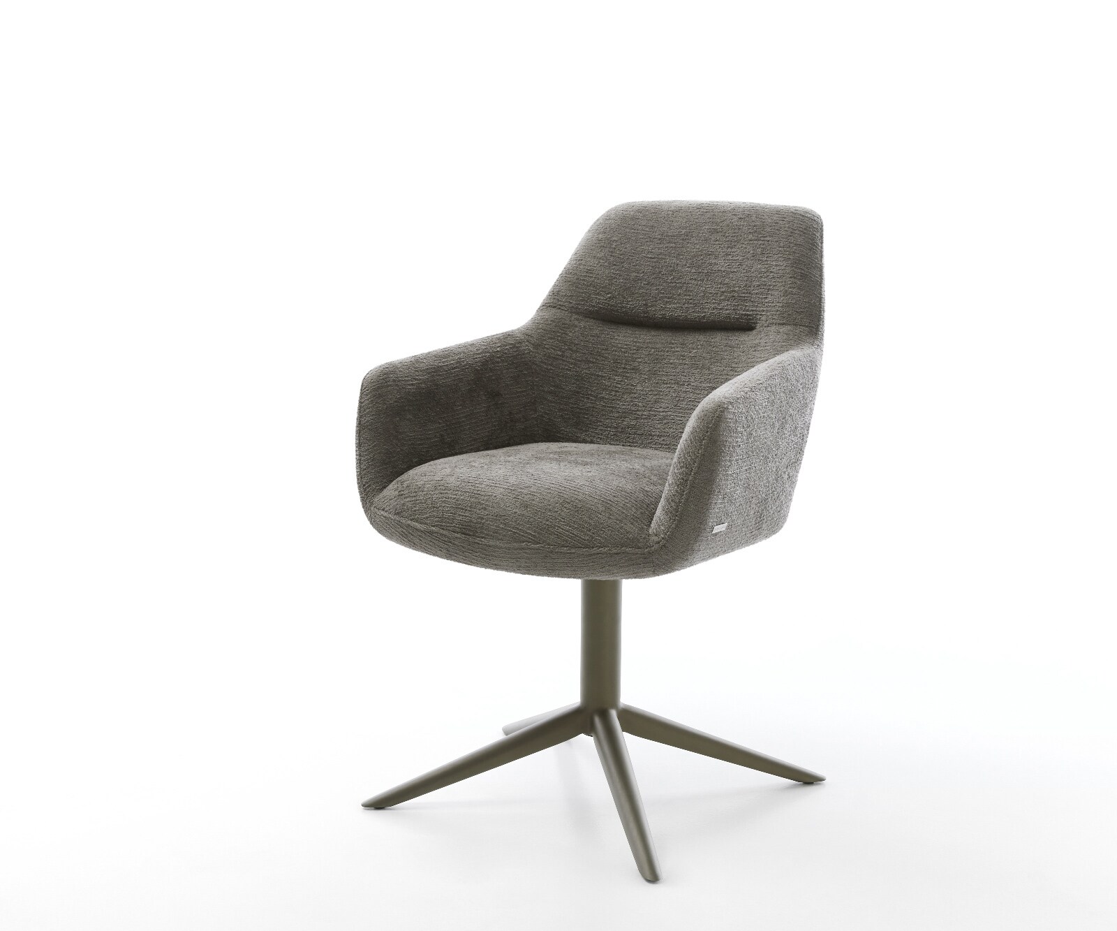Chaise-pivotante Pejo-Flex bouclé doux couleur boue pied de chaise 4 branches aspect titane pivotement sur 360° fonction bascule resorts ensachés