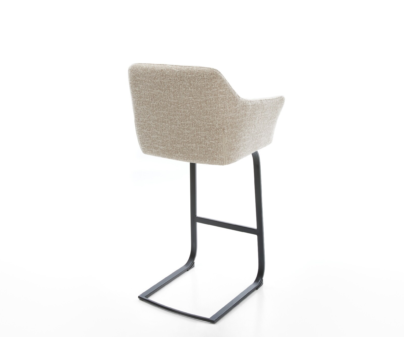 Barstuhl Yulo-Flex Webstoff Soft Beige Freischwinger Flach Metall Schwarz 5