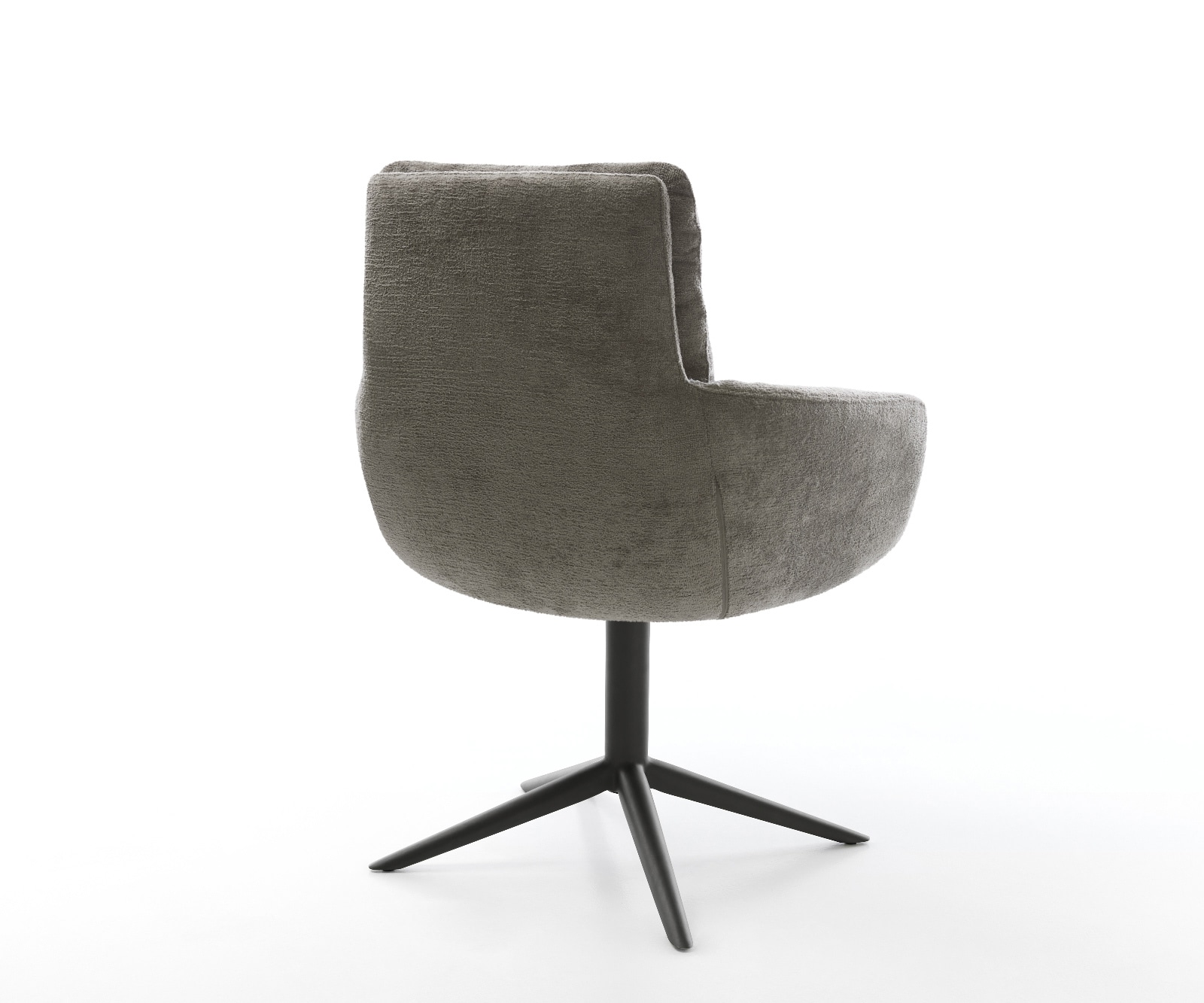 Drehstuhl Abelia-Flex mit Armlehnen Bouclé Soft Schlamm Fußkreuz Schwarz 360° drehbar Wippfunktion 4
