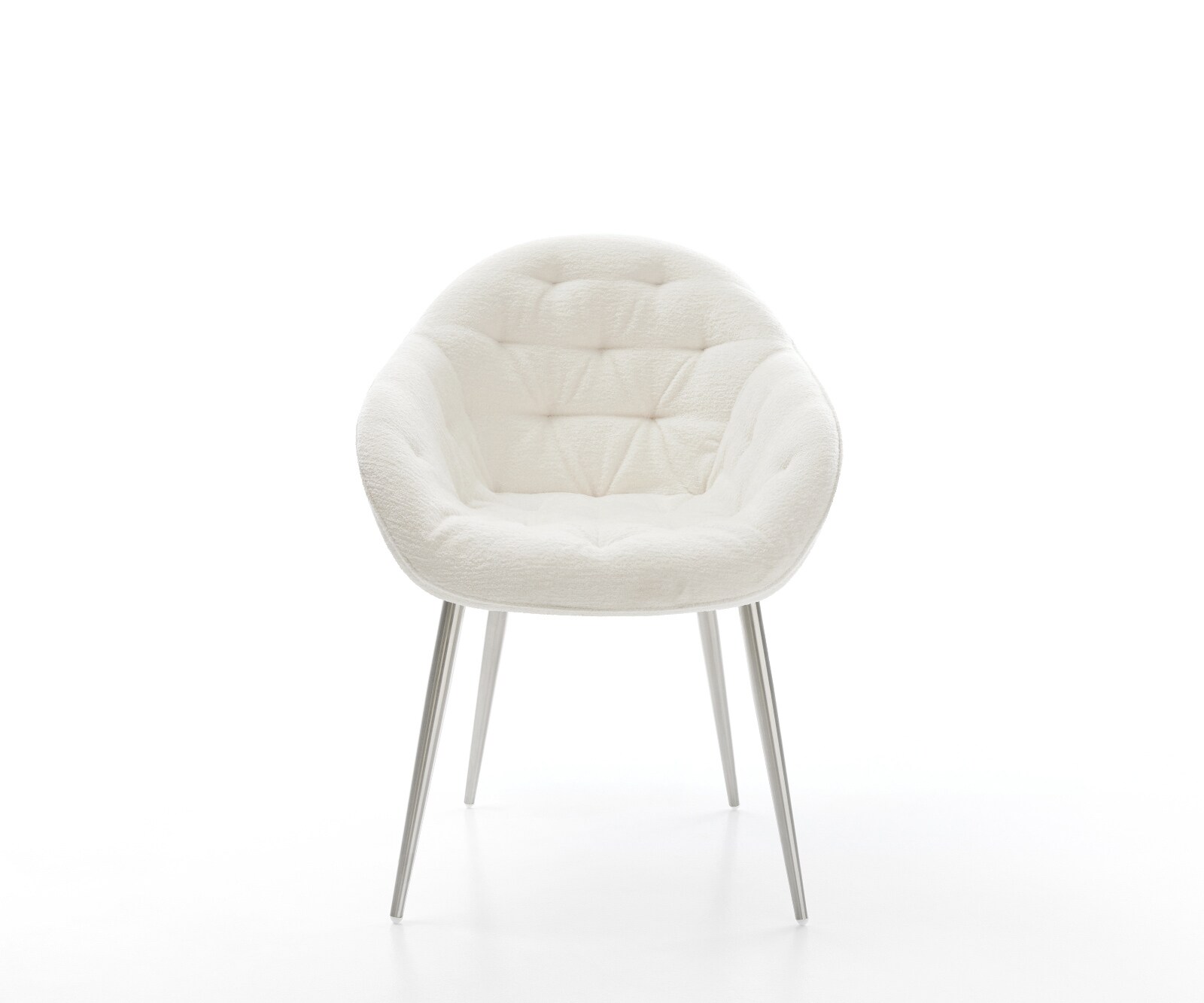 Esszimmerstuhl Gaio-Flex Bouclé Soft Beige 4-Fuß konisch Edelstahl 1
