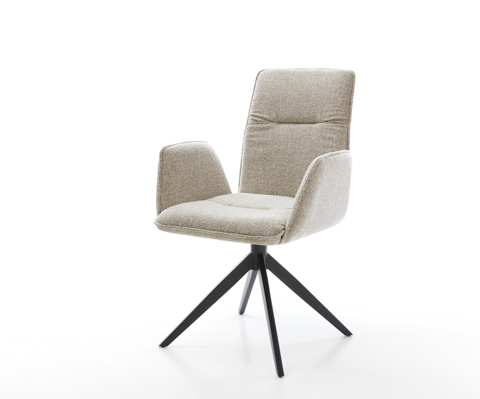 Chaise-pivotante Vinja-Flex tissu tissé doux beige pied croisé large noir pivotement sur 360° fonction bascule