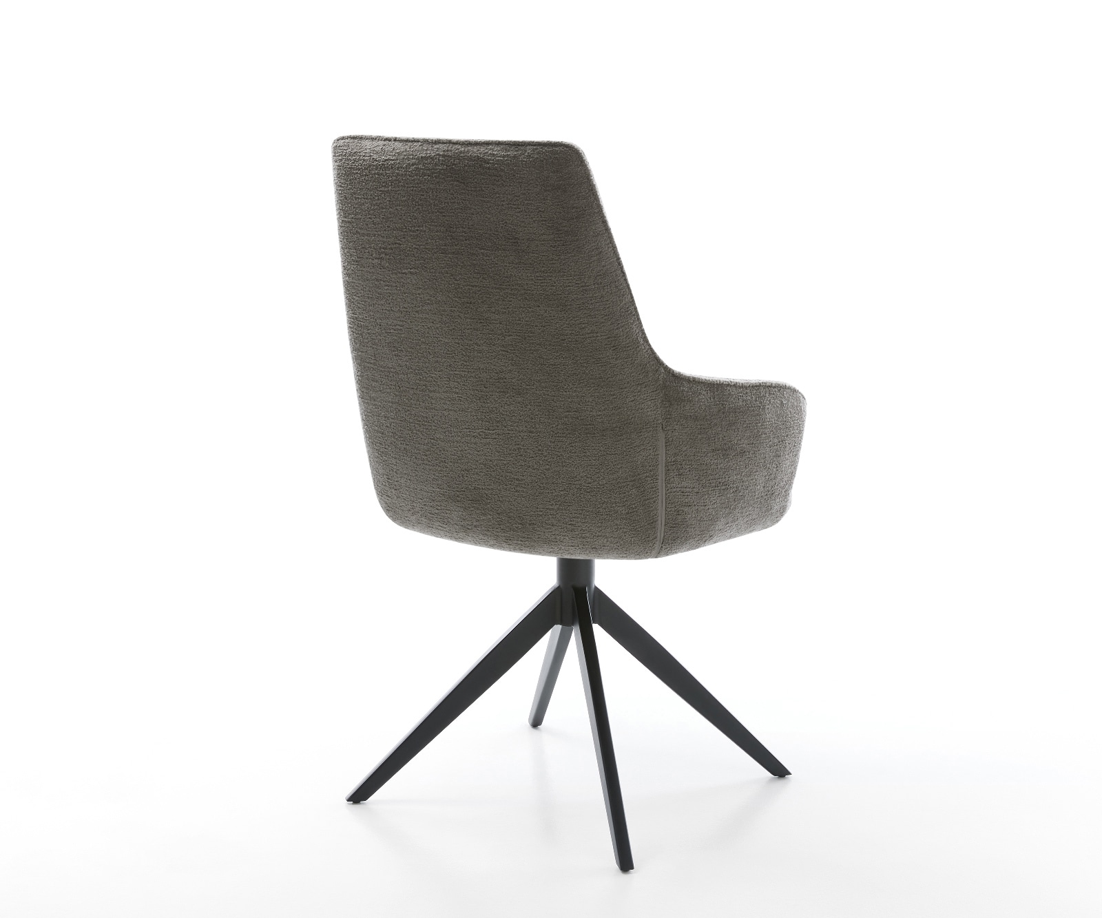 Drehstuhl Zelia-Flex mit Armlehnen Bouclé Soft Schlamm Kreuzgestell breit Schwarz 360° drehbar Wippfunktion Taschenfederkern 5