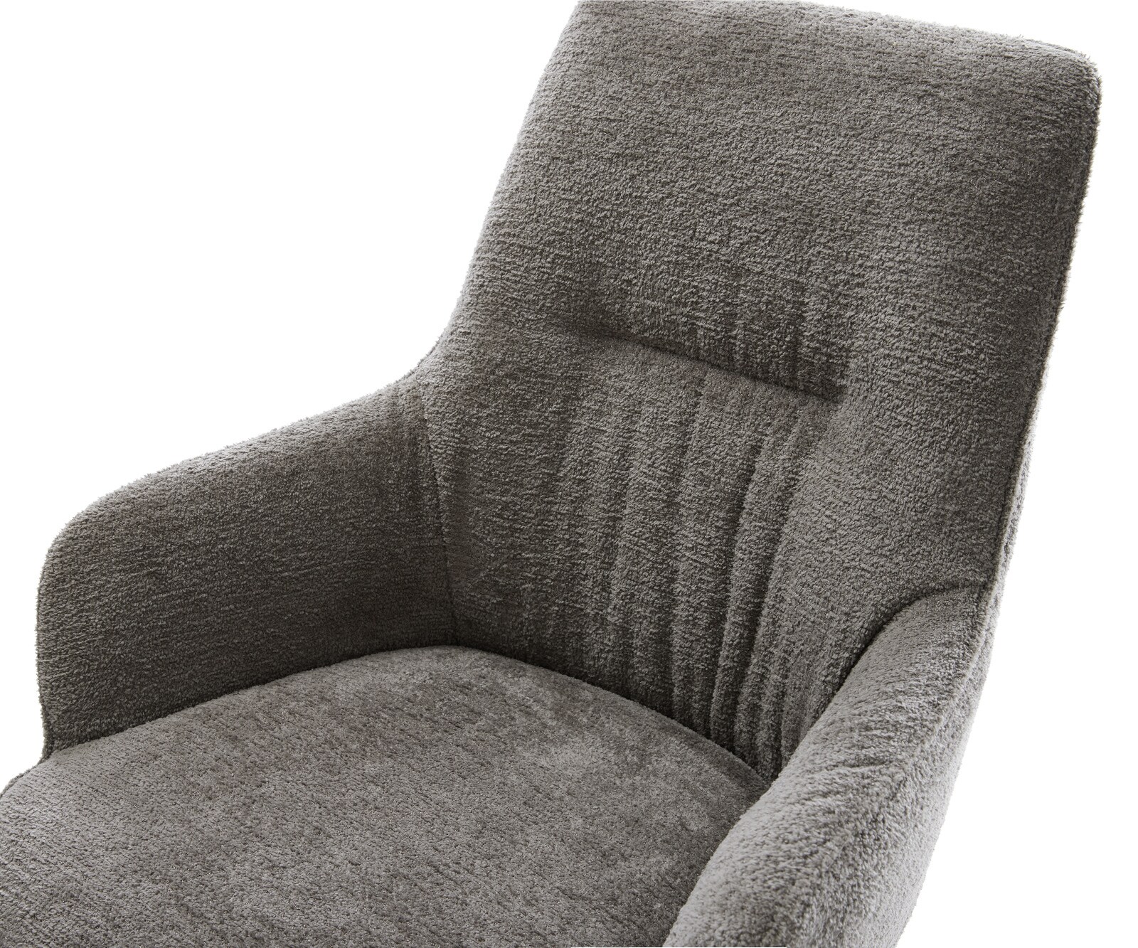 Drehstuhl Zelia-Flex mit Armlehnen Bouclé Soft Schlamm Kreuzgestell breit Graphit 360° drehbar Wippfunktion Taschenfederkern 3