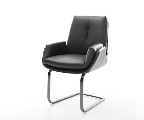 Freischwinger Clea-Flex Echt-Leder Schwarz Freischwinger flach Graphit