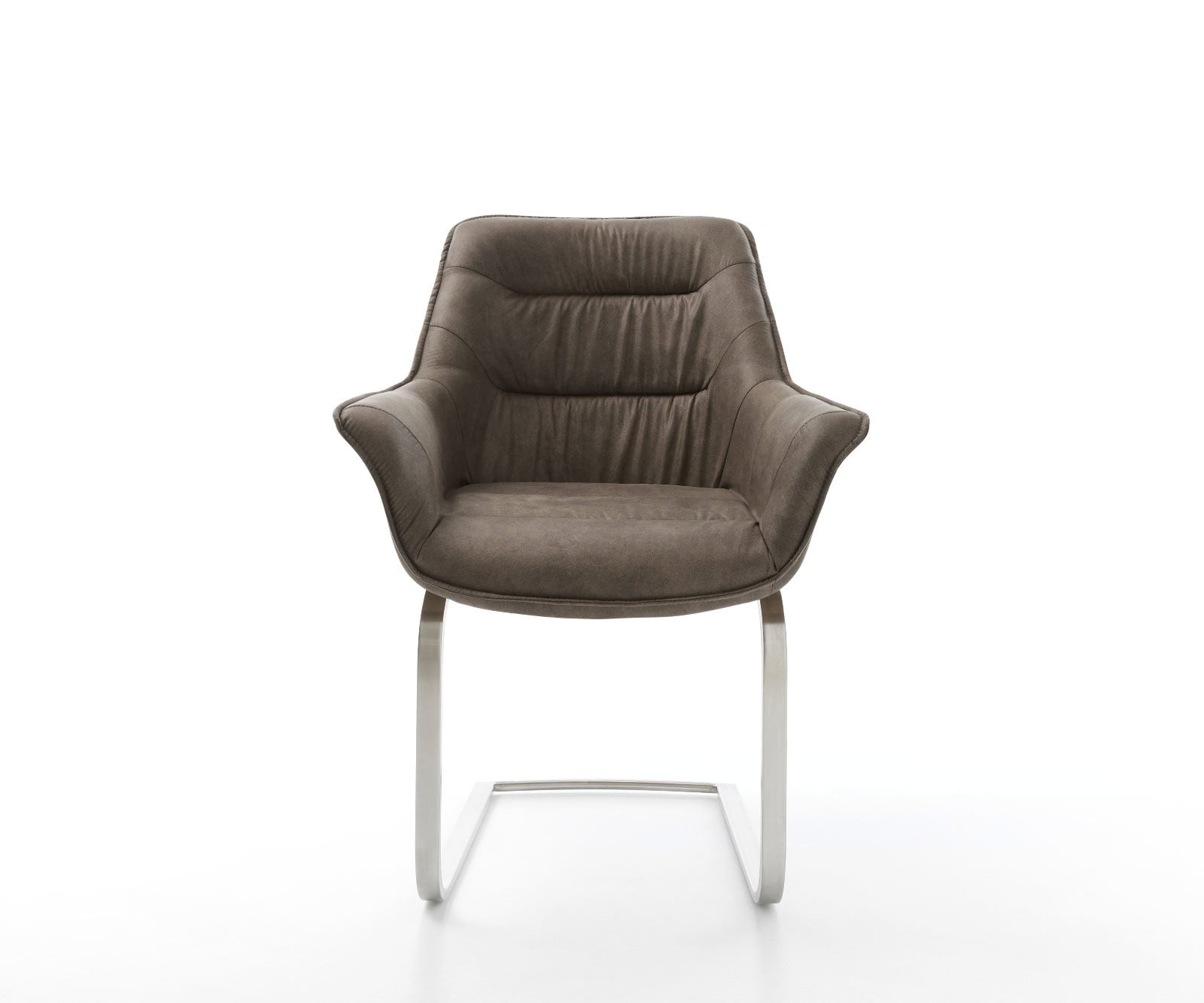 Freischwinger Kaira-Flex Mikrofaser Taupe Vintage Freischwinger flach Edelstahl 2