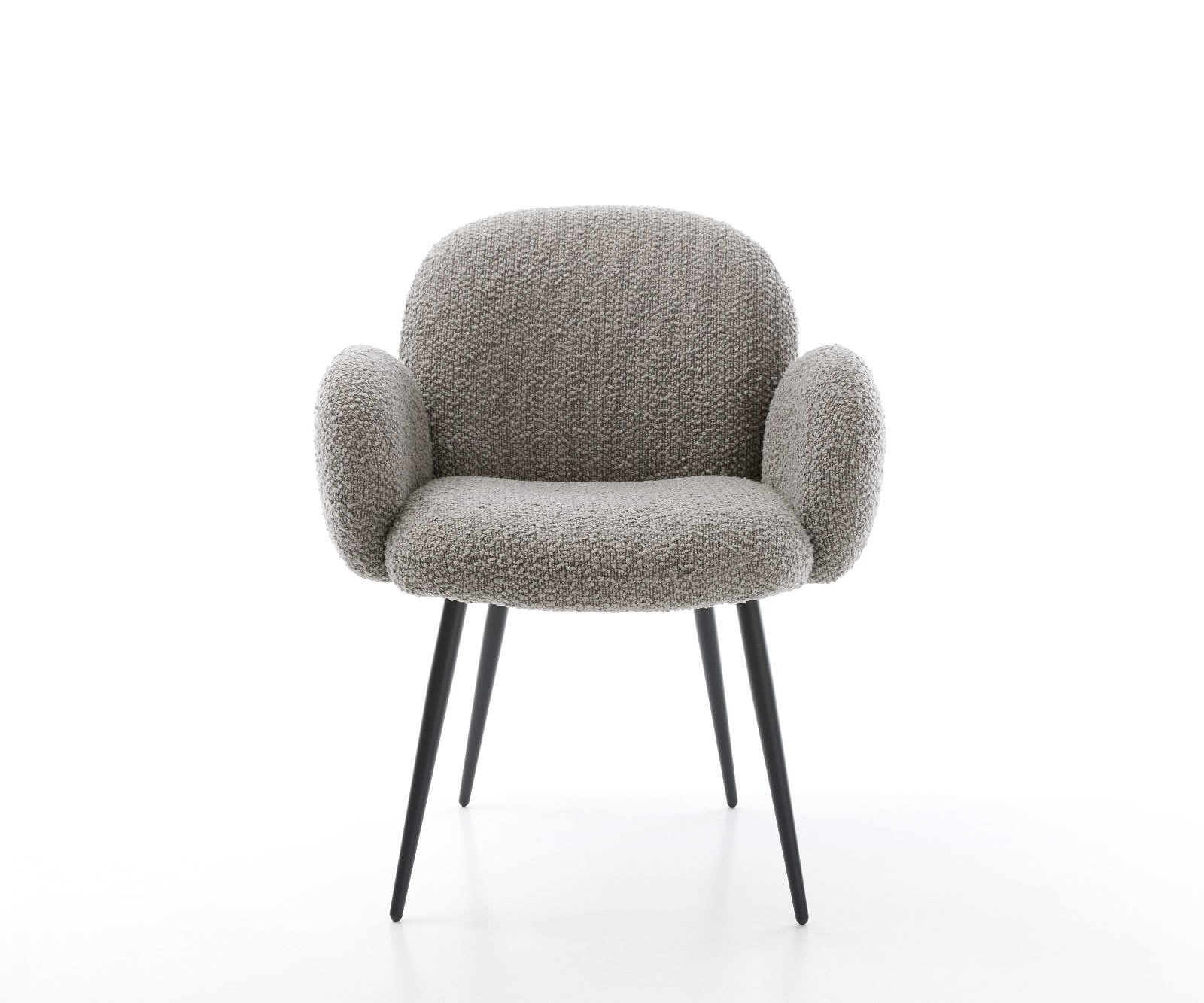 Esszimmerstuhl Nube-Flex mit Armlehnen Bouclé Silbergrau 4-Fuß konisch Schwarz Taschenfederkern 1 Esszimmerstuhl Nube-Flex mit Armlehnen Bouclé Silbergrau 4-Fuß konisch Schwarz Taschenfederkern 1